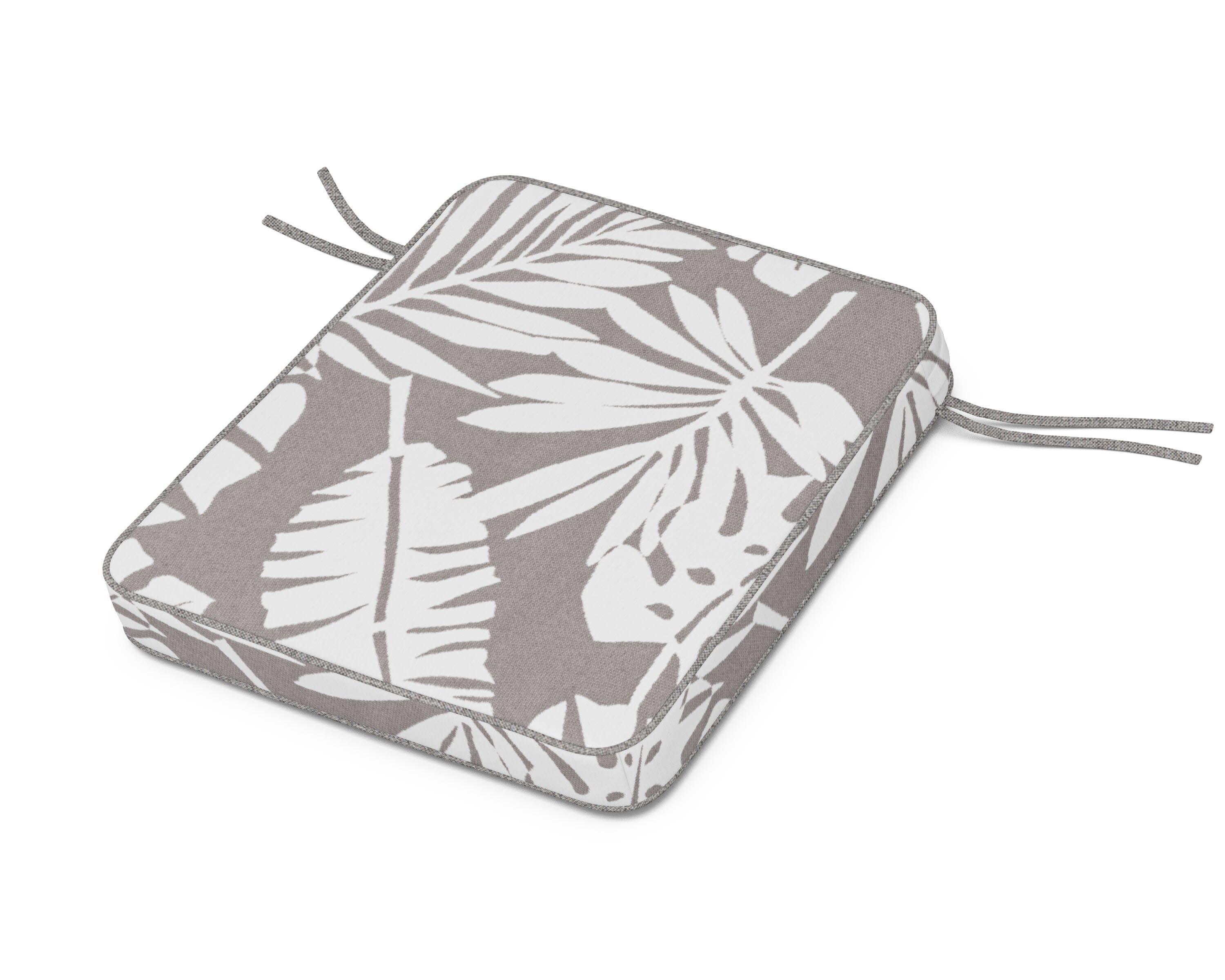 Chinoiserie Rocker Seat Cushion in Leaf Grey Mist