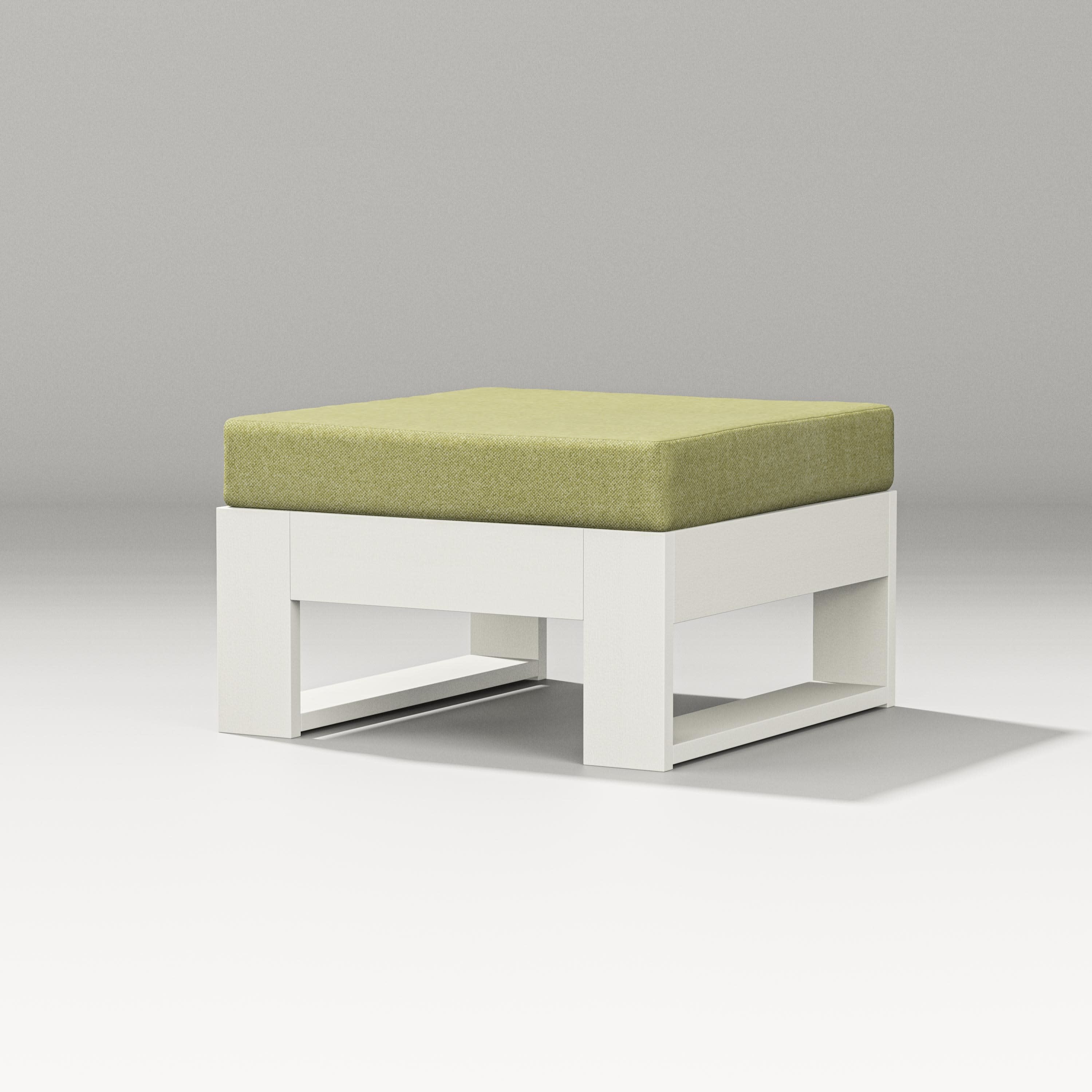 Latitude Lounge Ottoman in Vintage White / Chartreuse Boucle