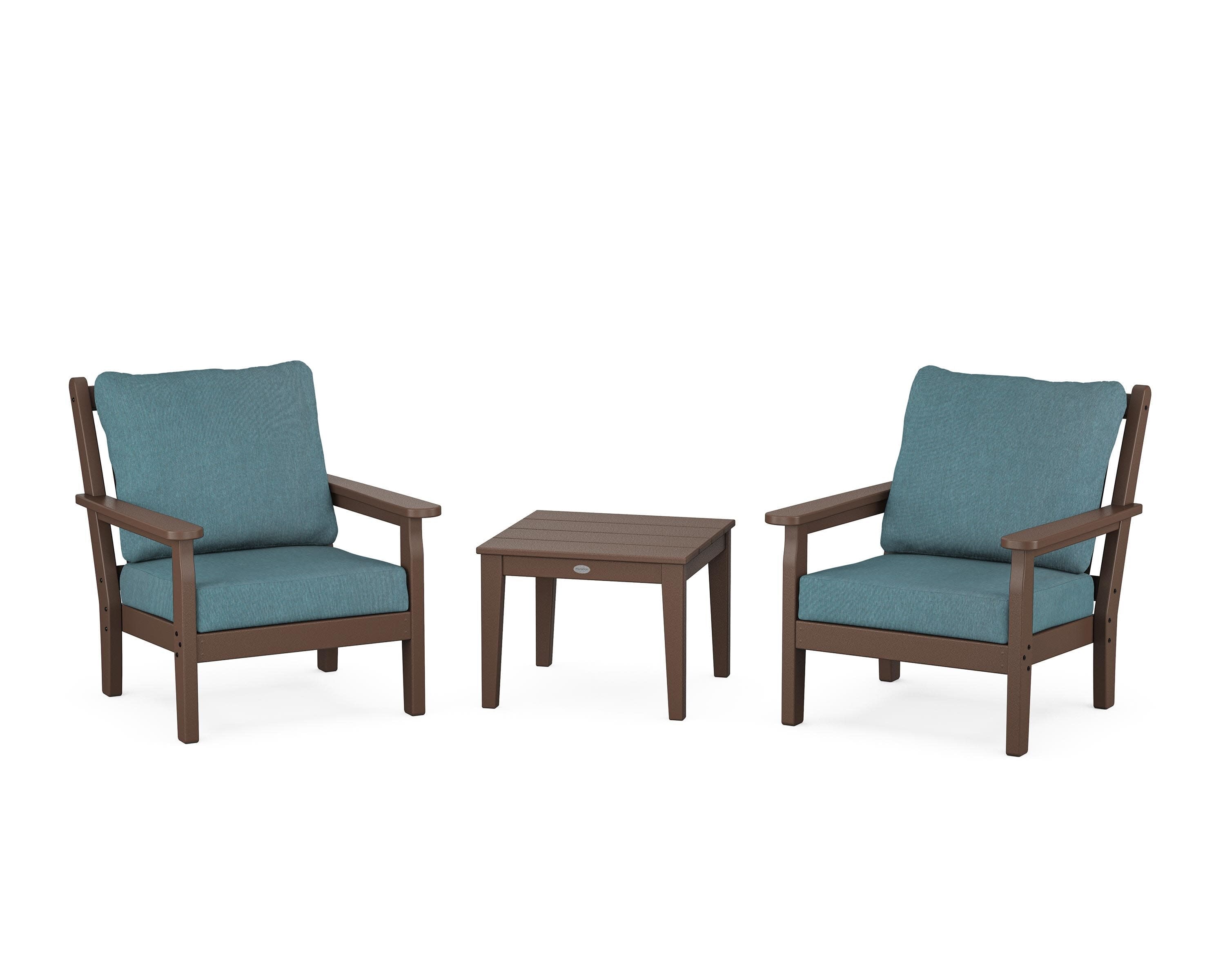 Chippendale 3-Piece Deep Seating Set in Mahogany / Ocean Teal