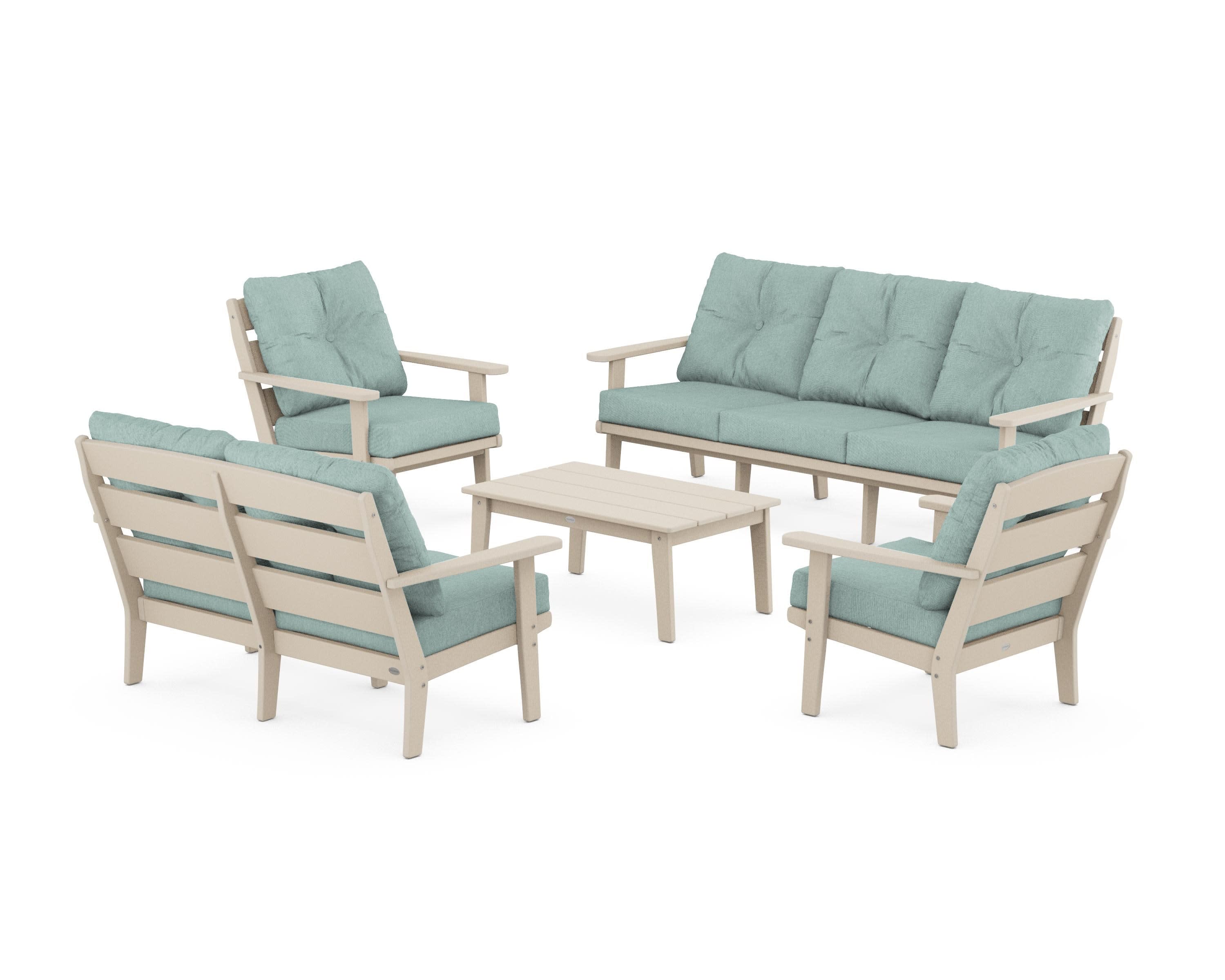 Lakeside 5-Piece Lounge Sofa Set in Sand / Glacier Spa
