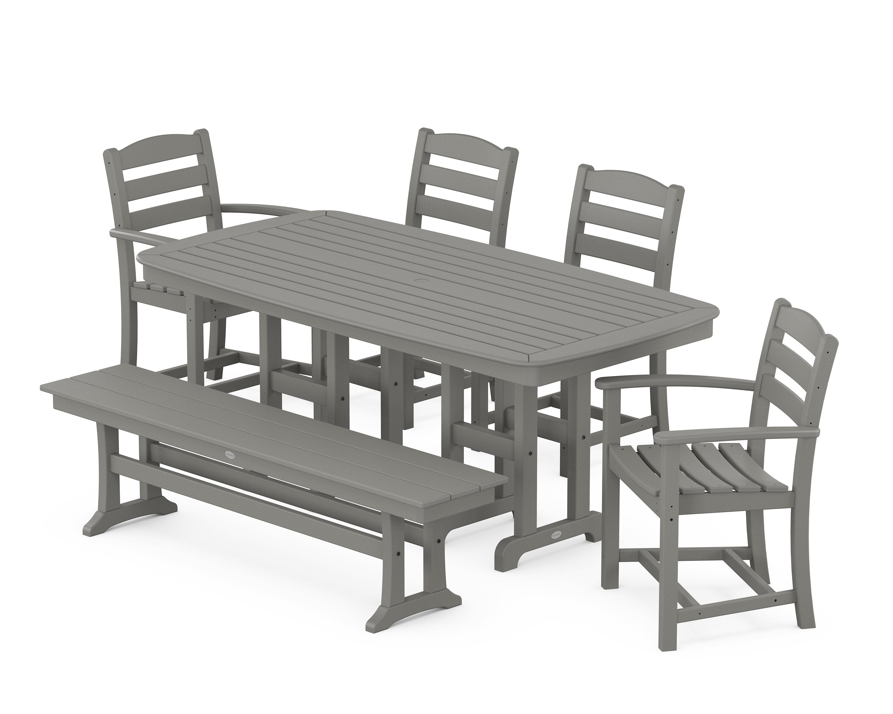 La Casa Caf 6-Piece Dining Set with Bench in Slate Grey