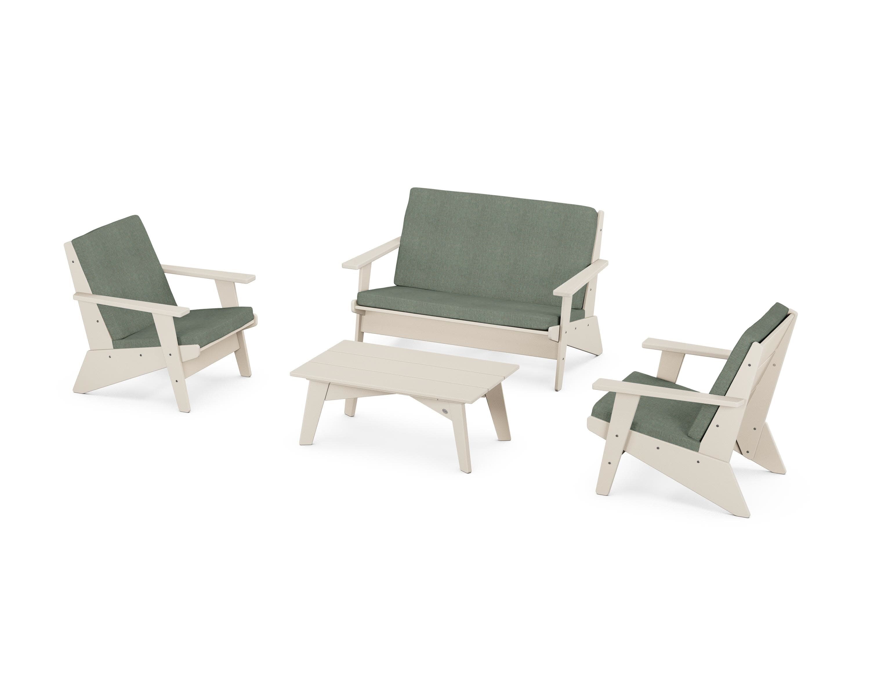 Riviera Modern Lounge 4-Piece Set in Sand / Cast Sage