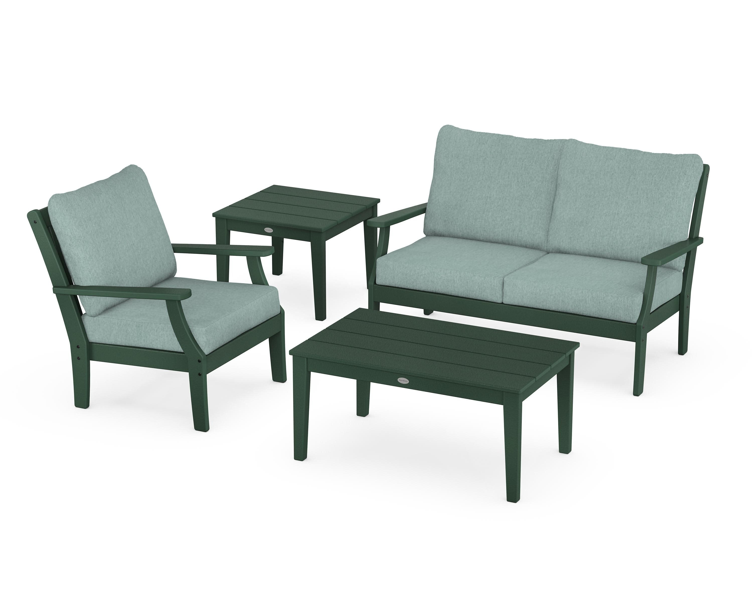 Braxton 4-Piece Deep Seating Set in Green / Glacier Spa