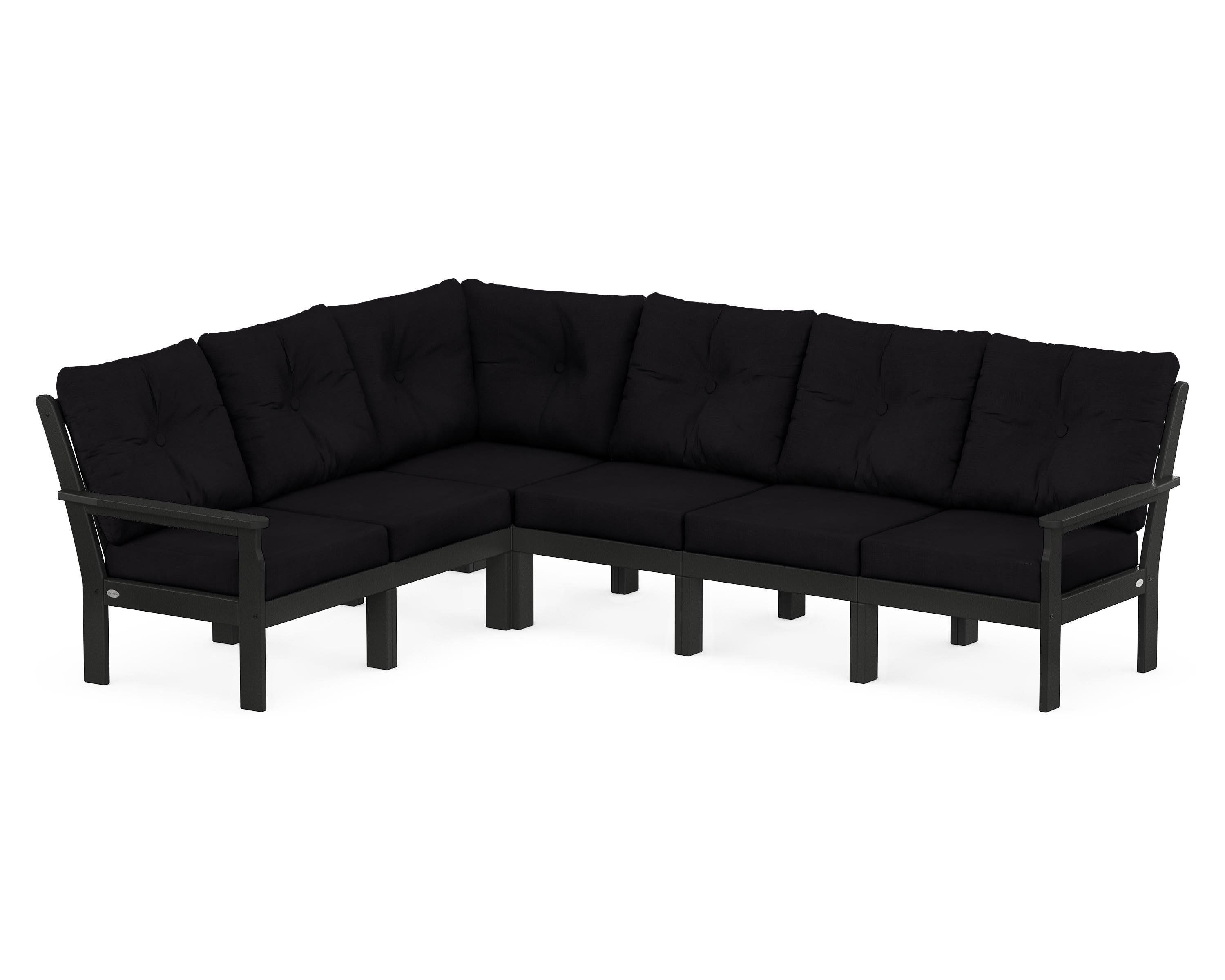 Vineyard 6-Piece Sectional in Black / Midnight Linen
