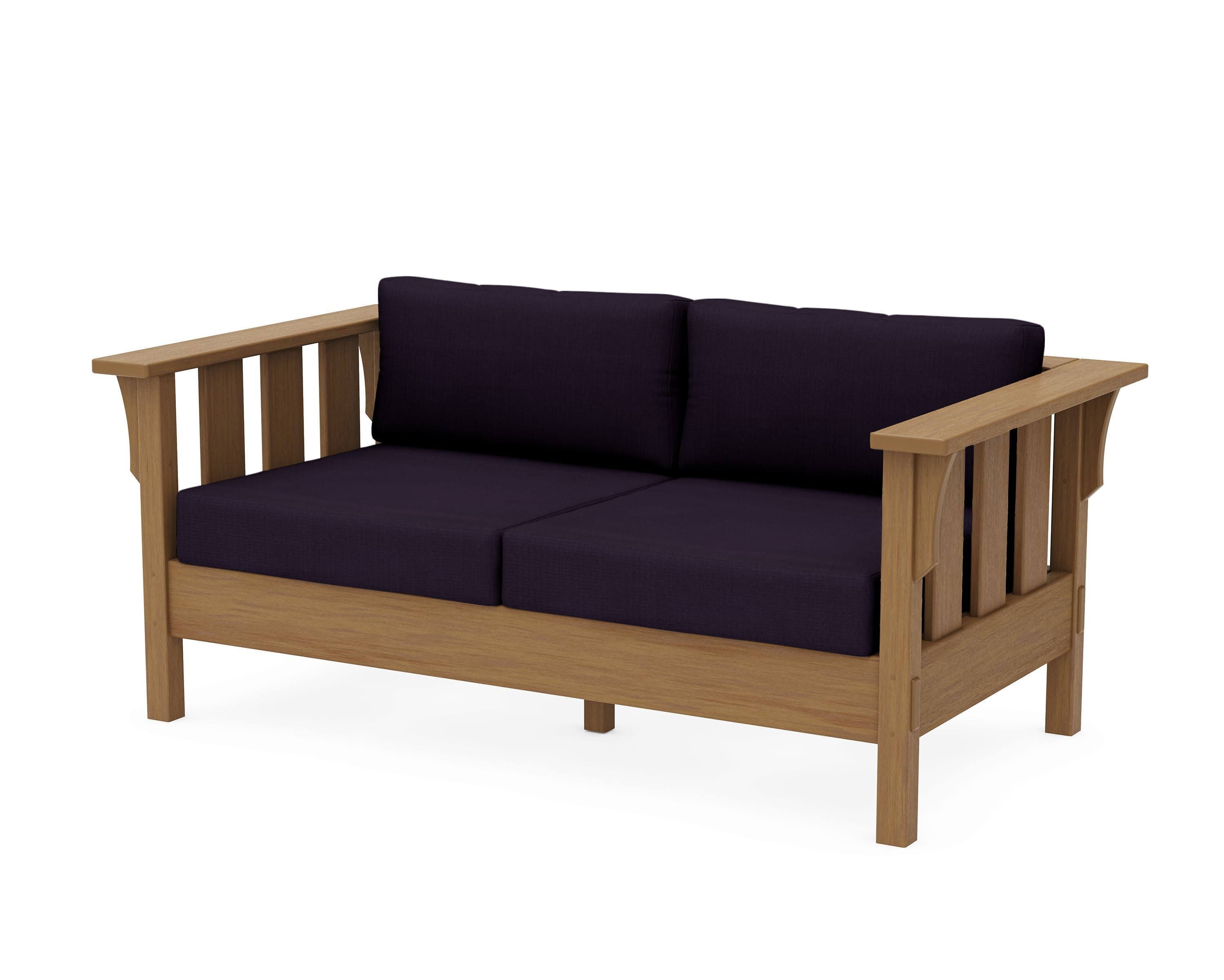 Acadia Deep Seating Loveseat in Natural / Navy Linen