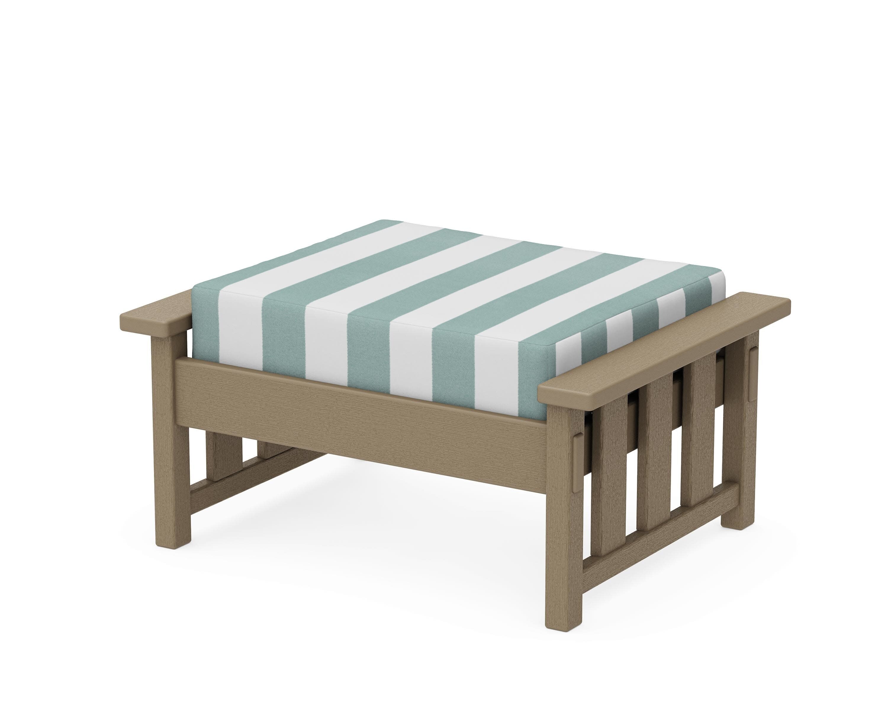 Acadia Deep Seating Ottoman in Vintage Sahara / Cabana Stripe Glacier Spa