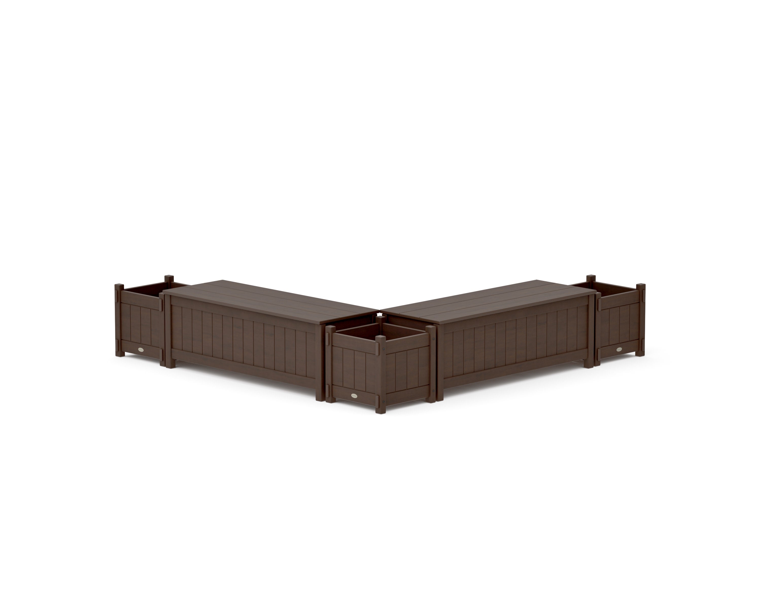 48" Vineyard L- Shaped Planter Storage Bench Corner Set in Kona
