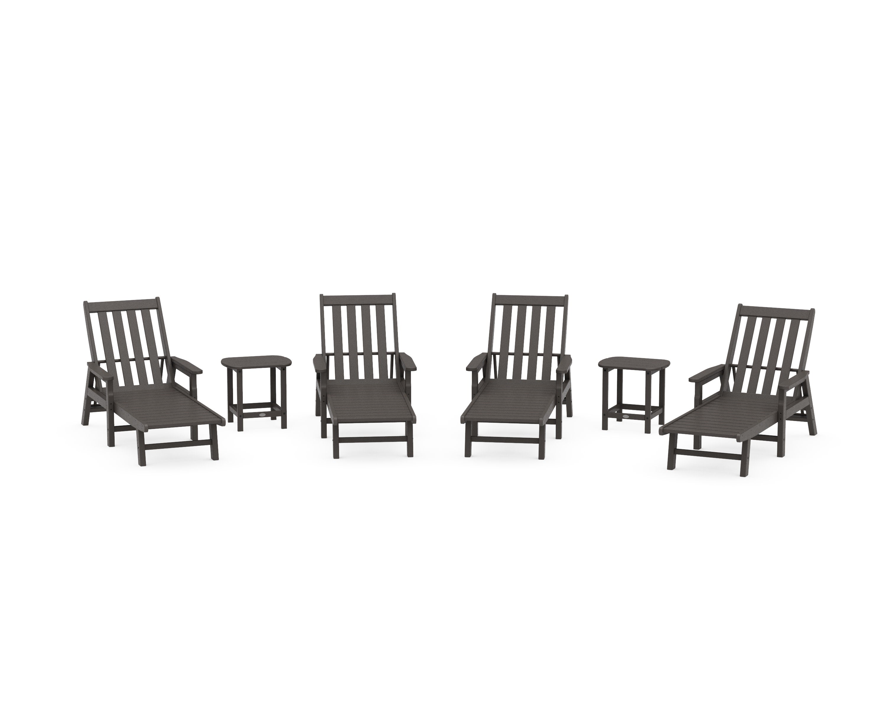 Vineyard 6-Piece Chaise with Arms Set in Vintage Coffee