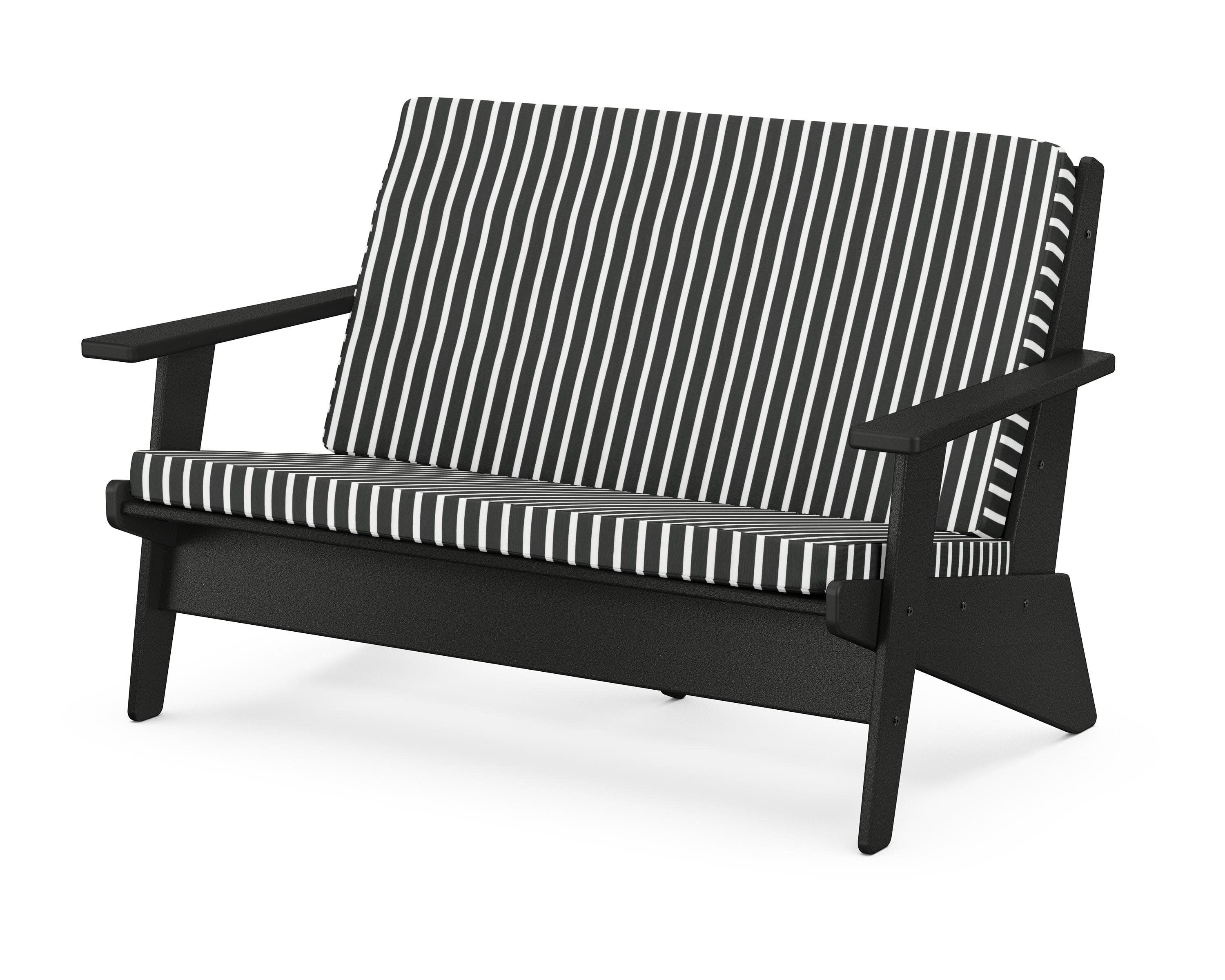 Riviera Modern Lounge Loveseat in Black / Shore Classic
