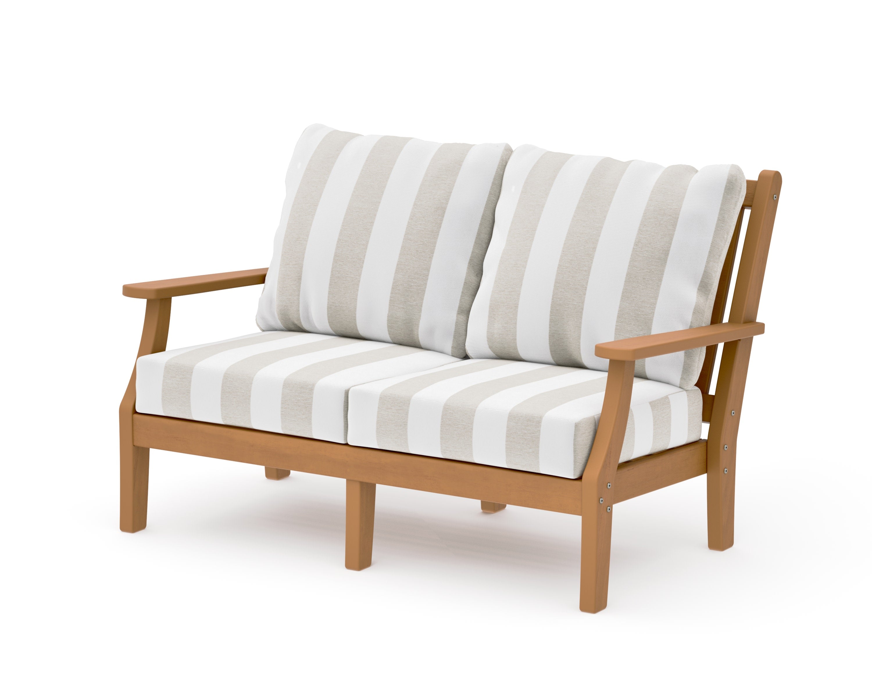 Wovendale Deep Seating Loveseat in Natural / Cabana Stripe Dune Burlap