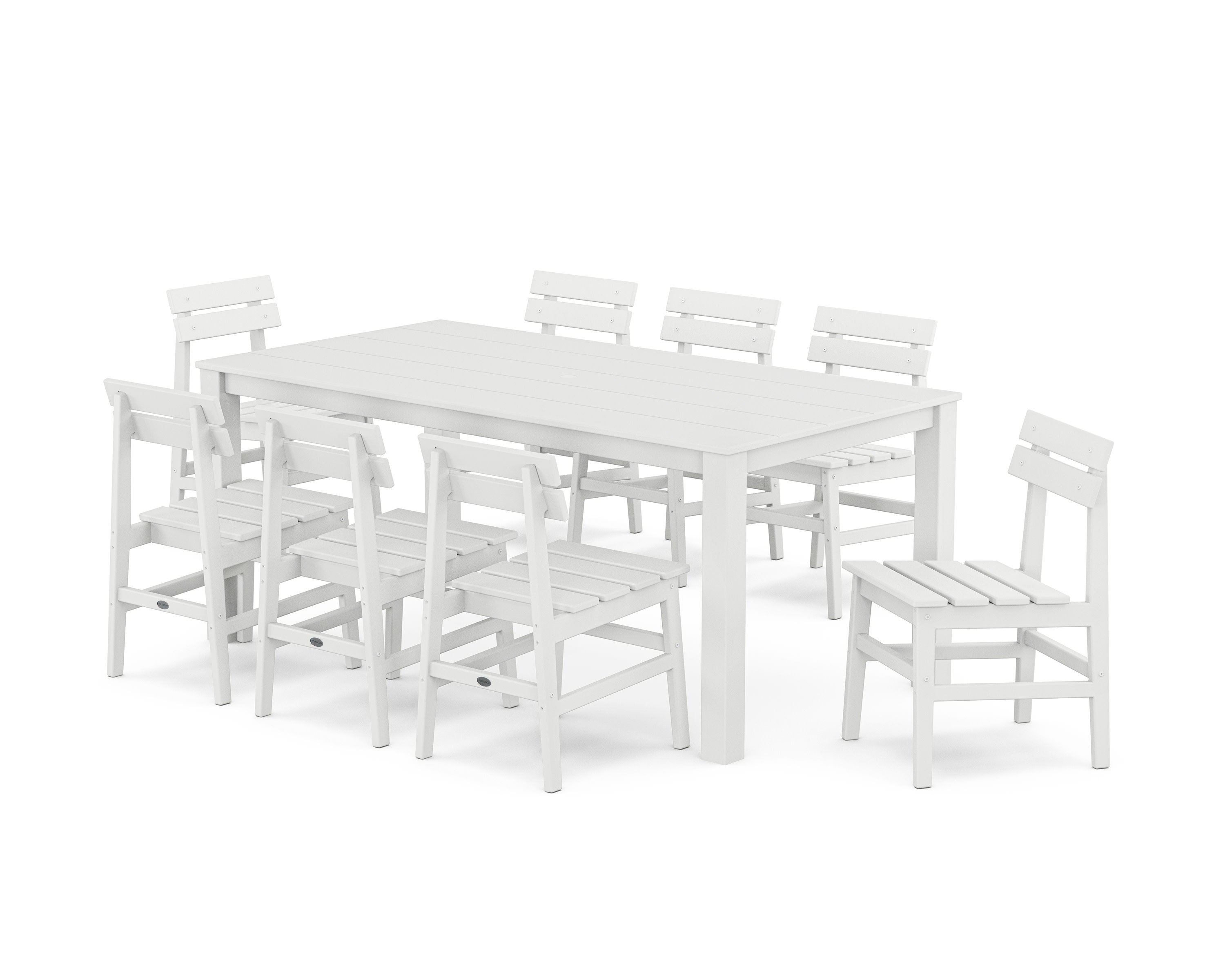 Modern Studio Plaza Chair 9-Piece Parsons Dining Set in White