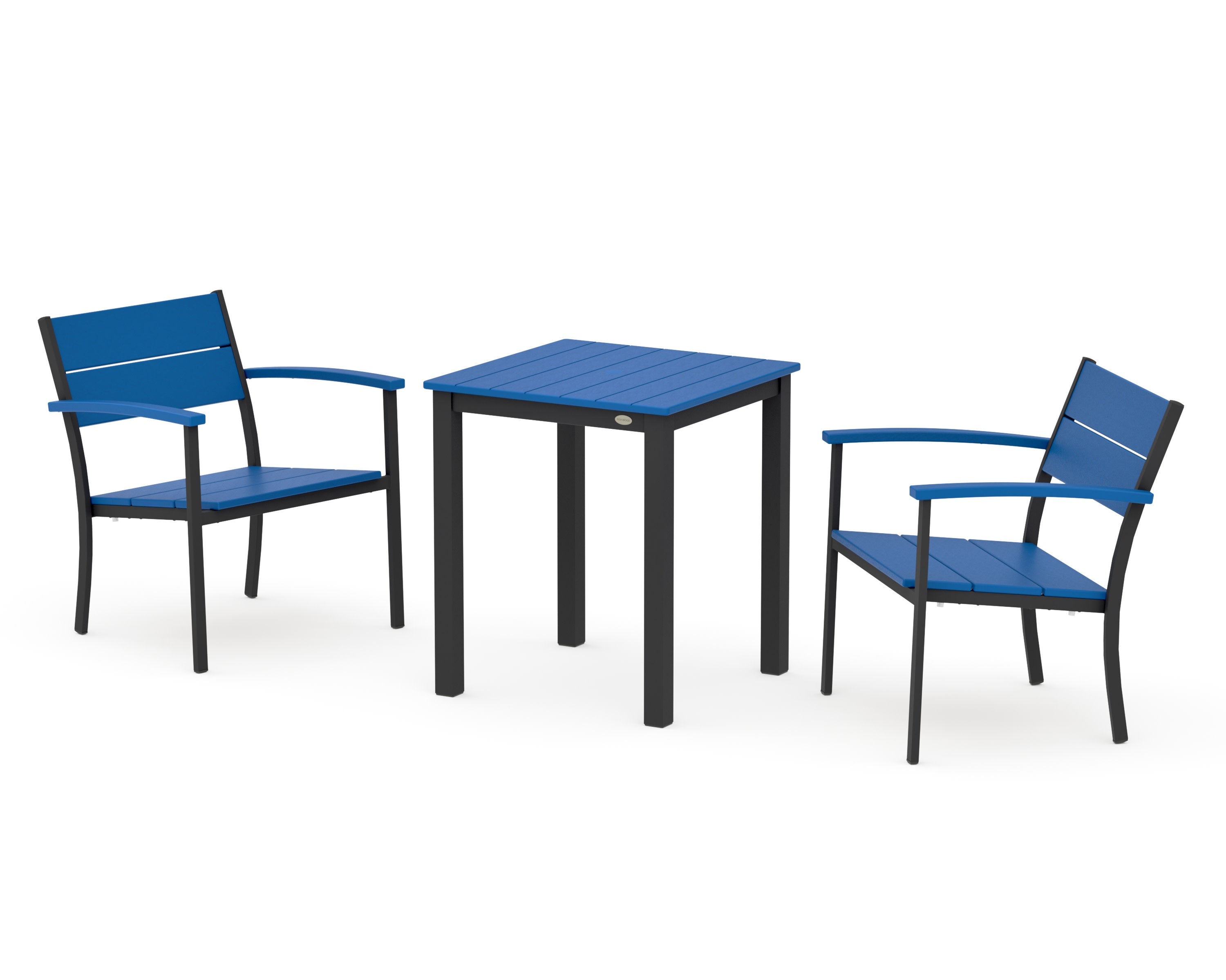 Main Street 3-Piece Square Dining Set in Black / Pacific Blue