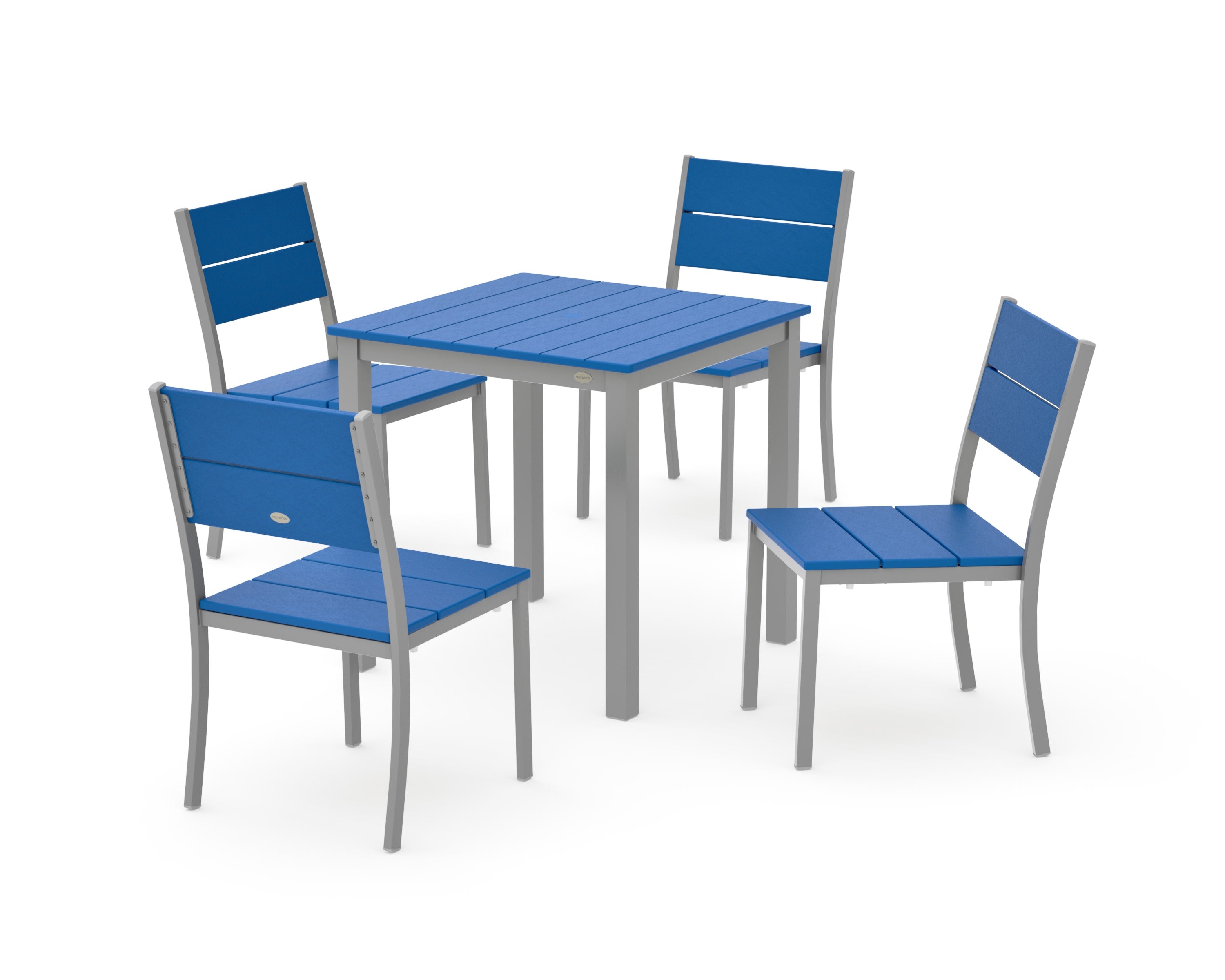 Main Street 5-Piece Square Dining Set- Small in Silver / Pacific Blue