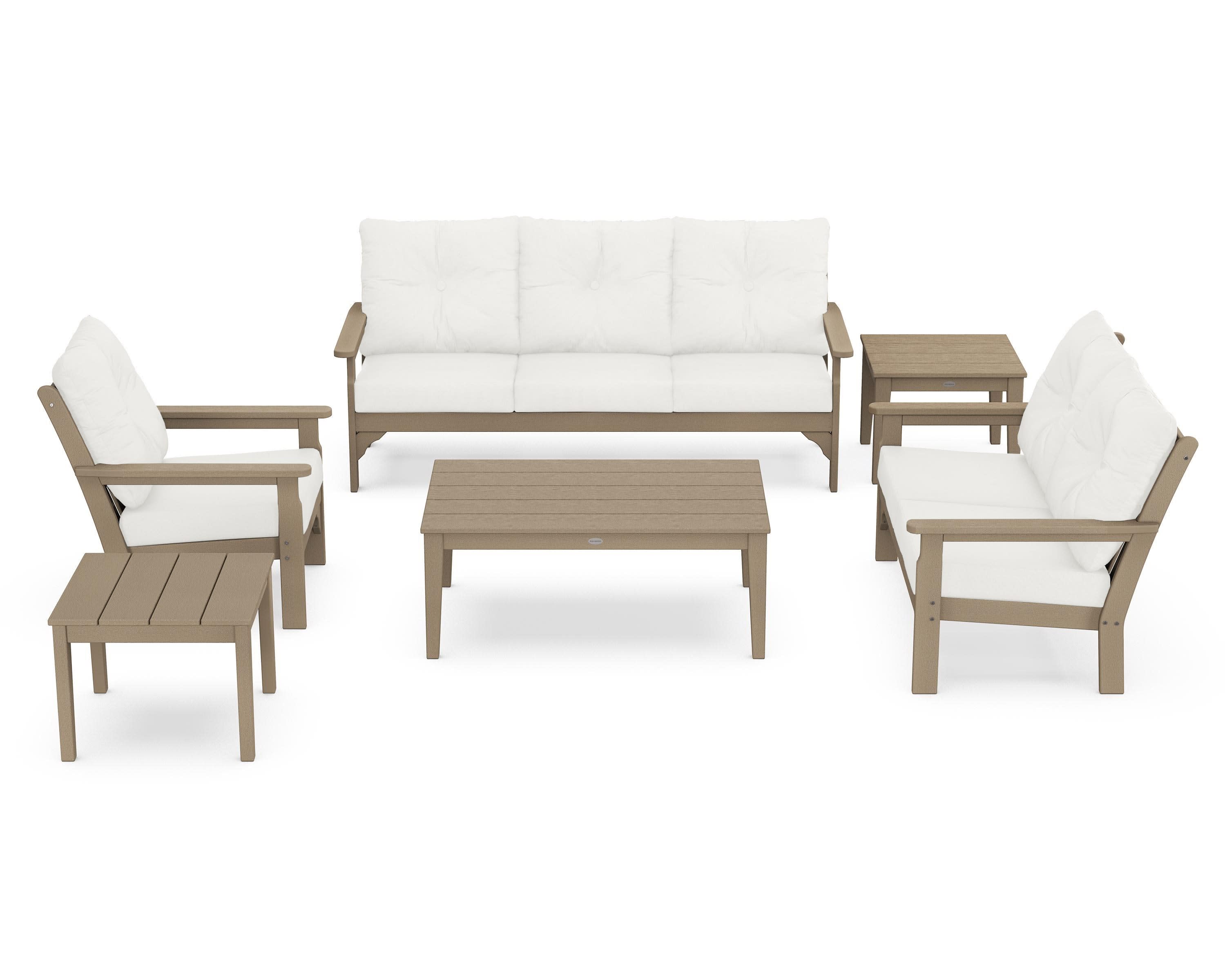 Vineyard 6-Piece Deep Seating Set in Vintage Sahara / Natural Linen