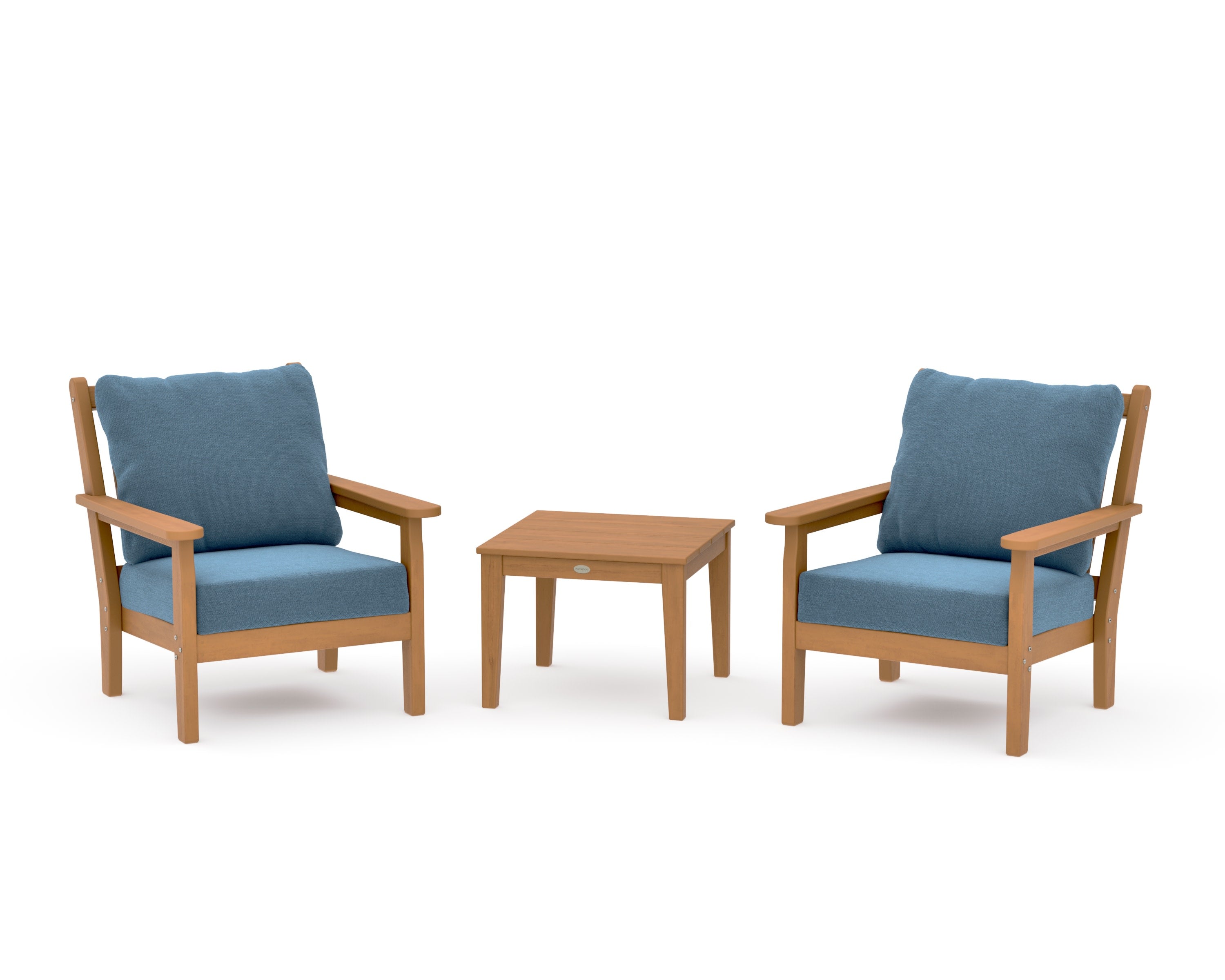 Chippendale 3-Piece Deep Seating Set in Natural / Sky Blue