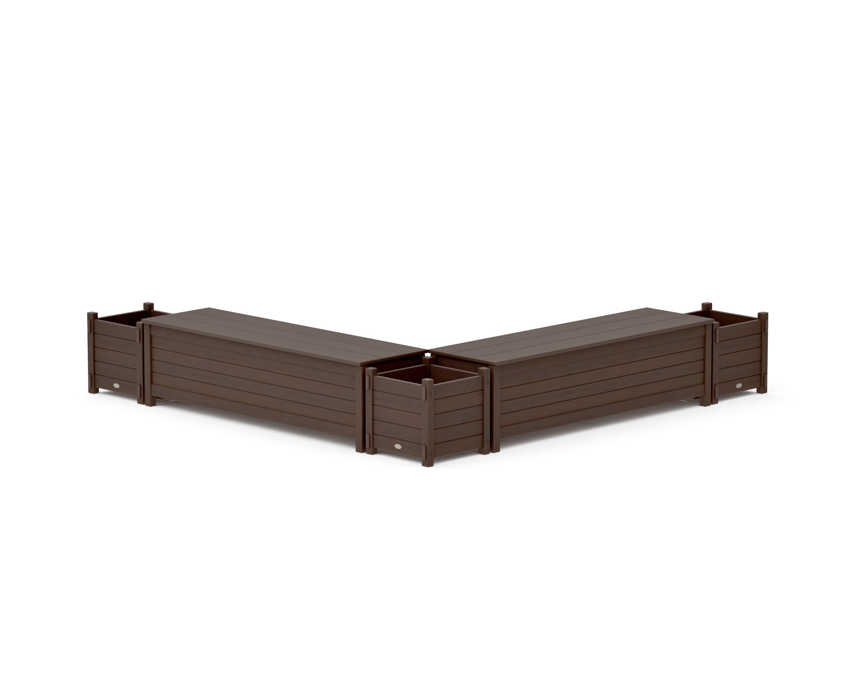 60" Nautical L- Shaped Planter Storage Bench Corner Set in Kona