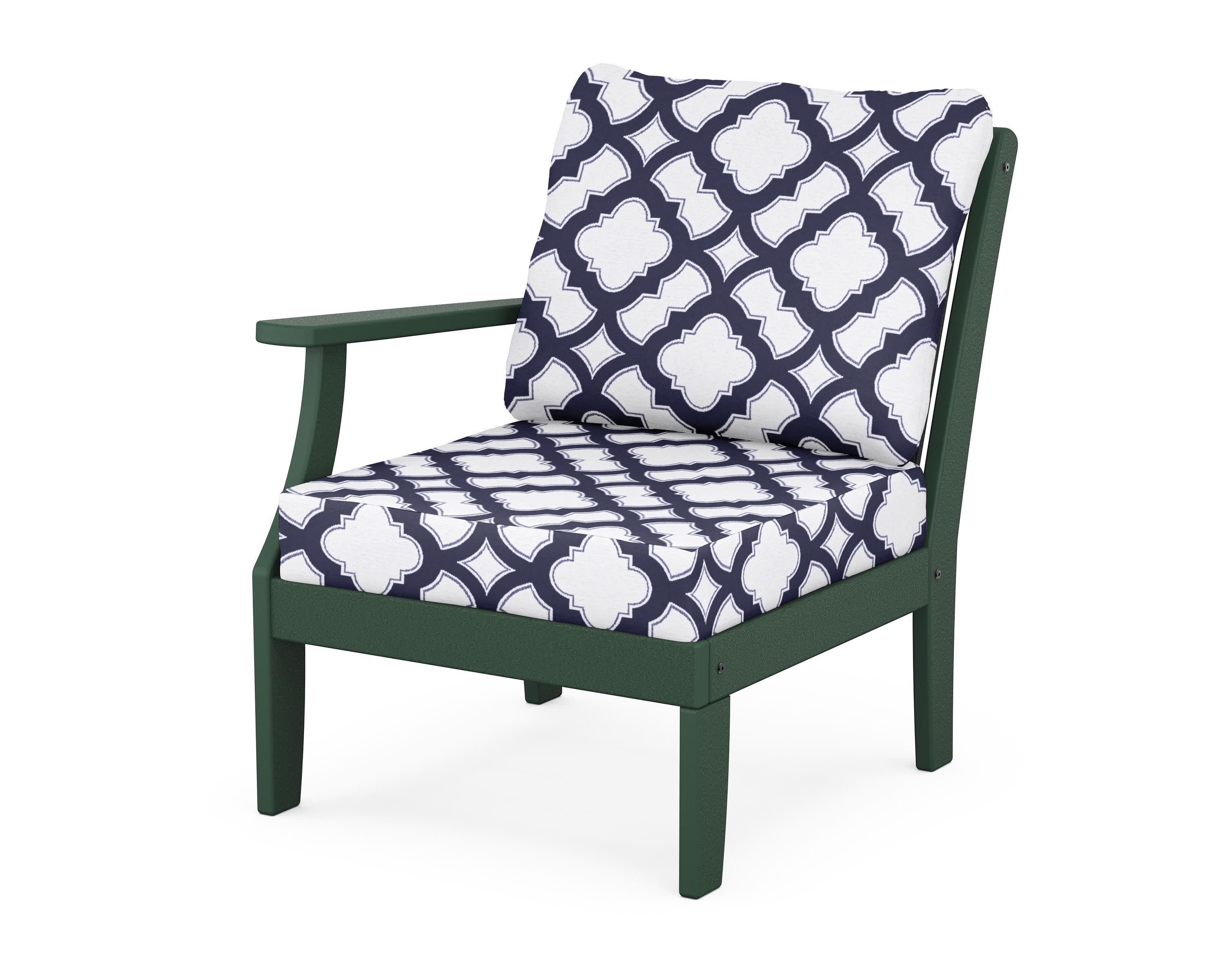 Braxton Modular Left Arm Chair in Green / Trellis Navy