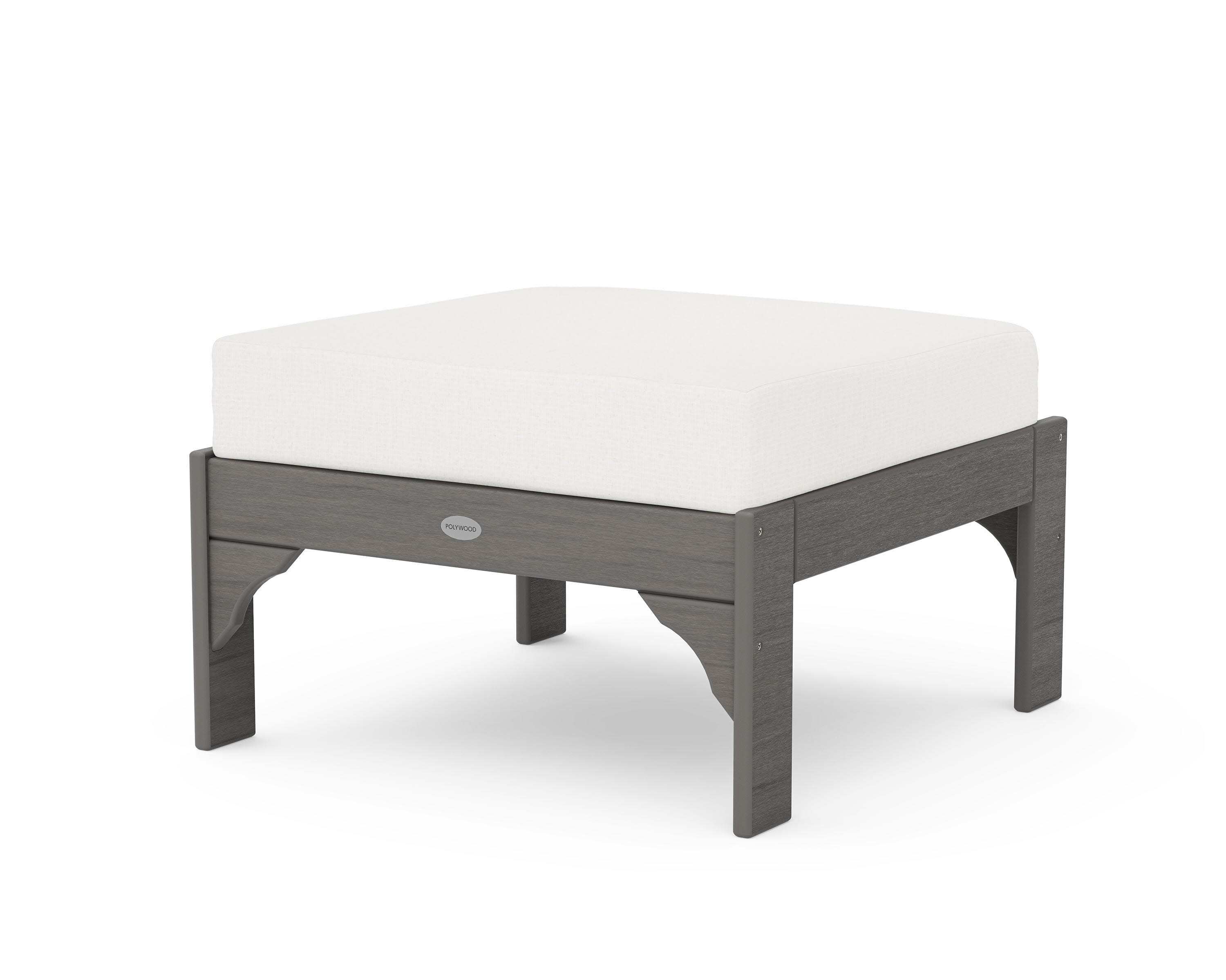 Vineyard Deep Seating Ottoman in Driftwood / Natural Linen