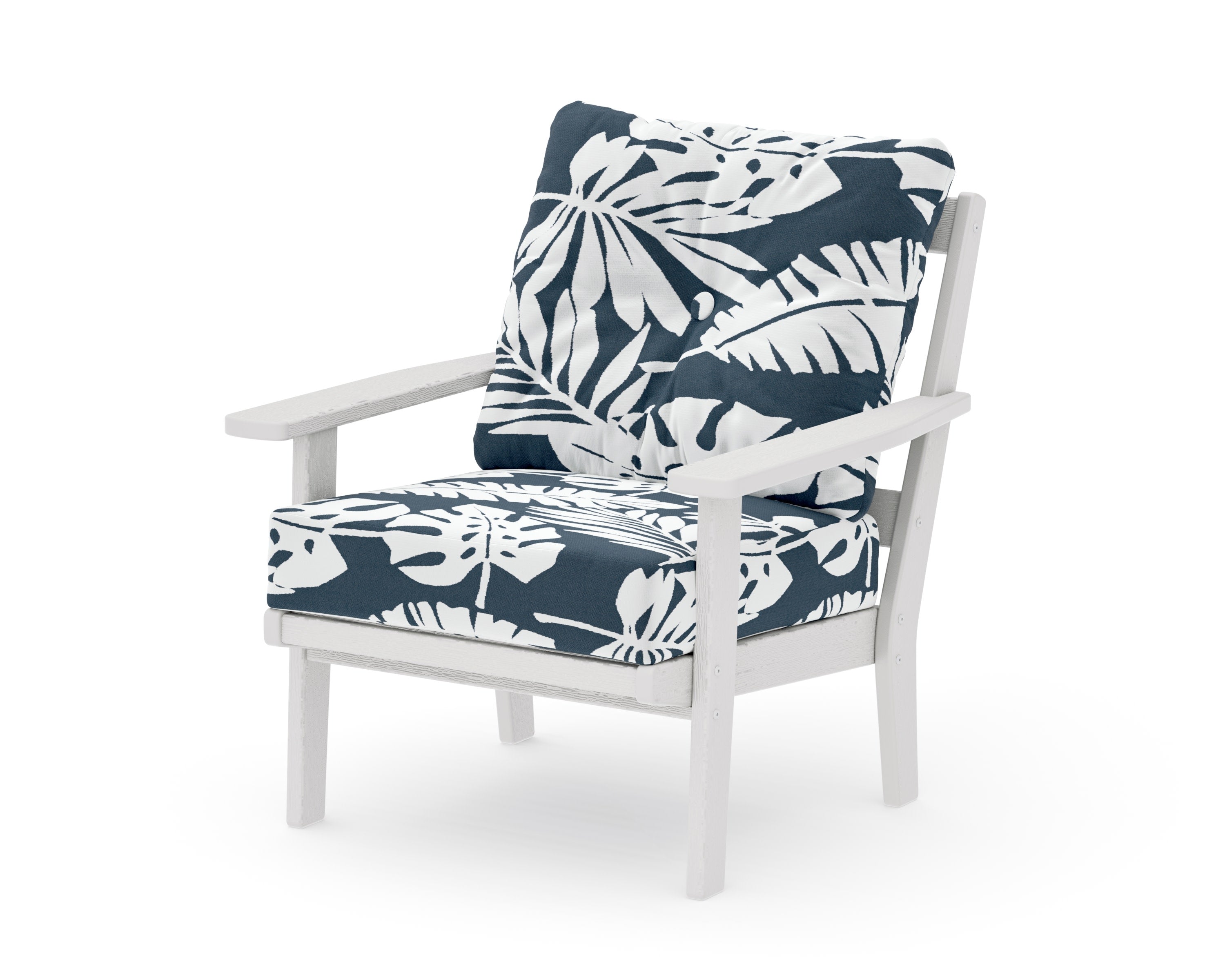 Prairie Deep Seating Chair in Vintage White / Leaf Marine Indigo
