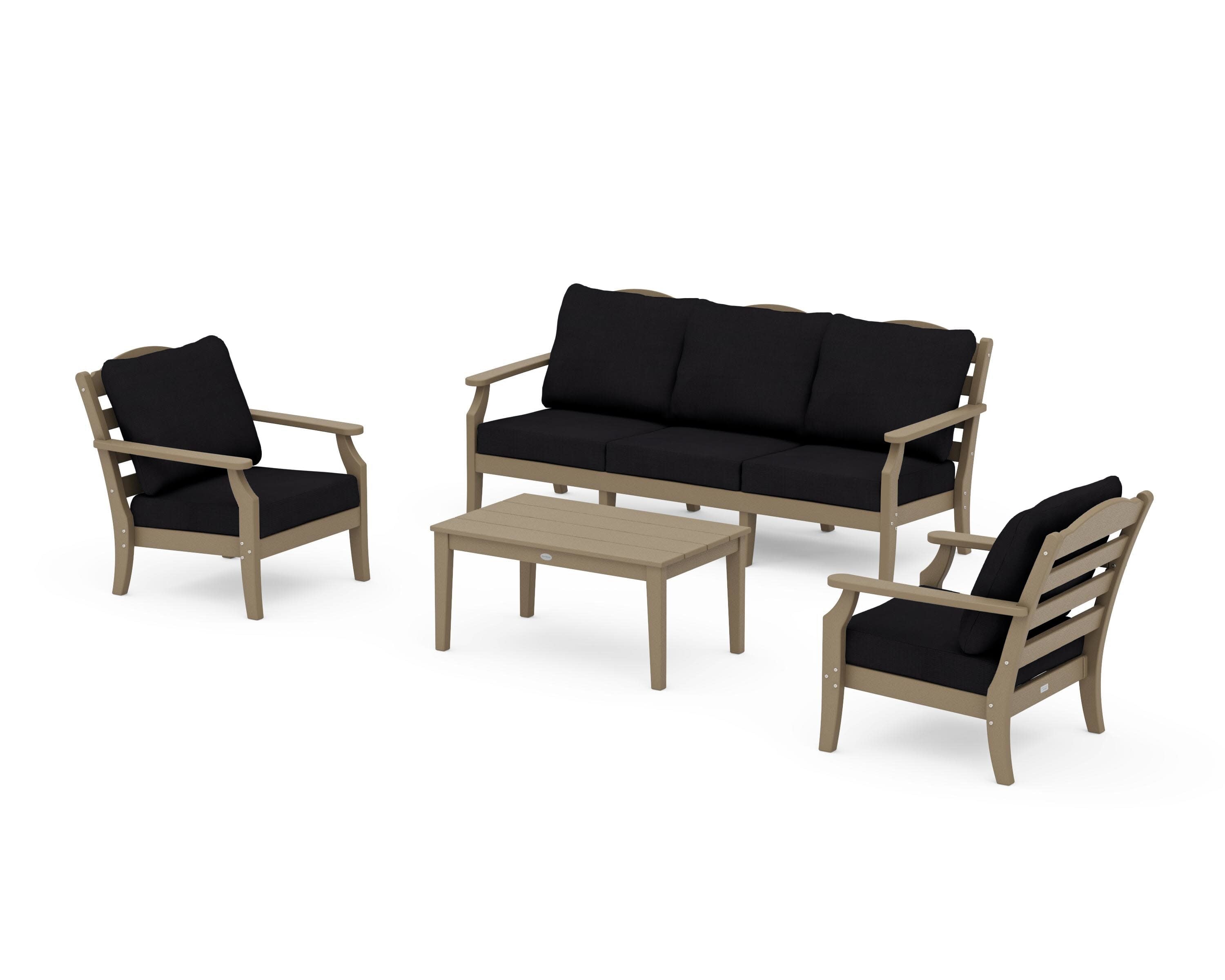 Savannah 4-Piece Deep Seating Set with Sofa in Vintage Sahara / Midnight Linen