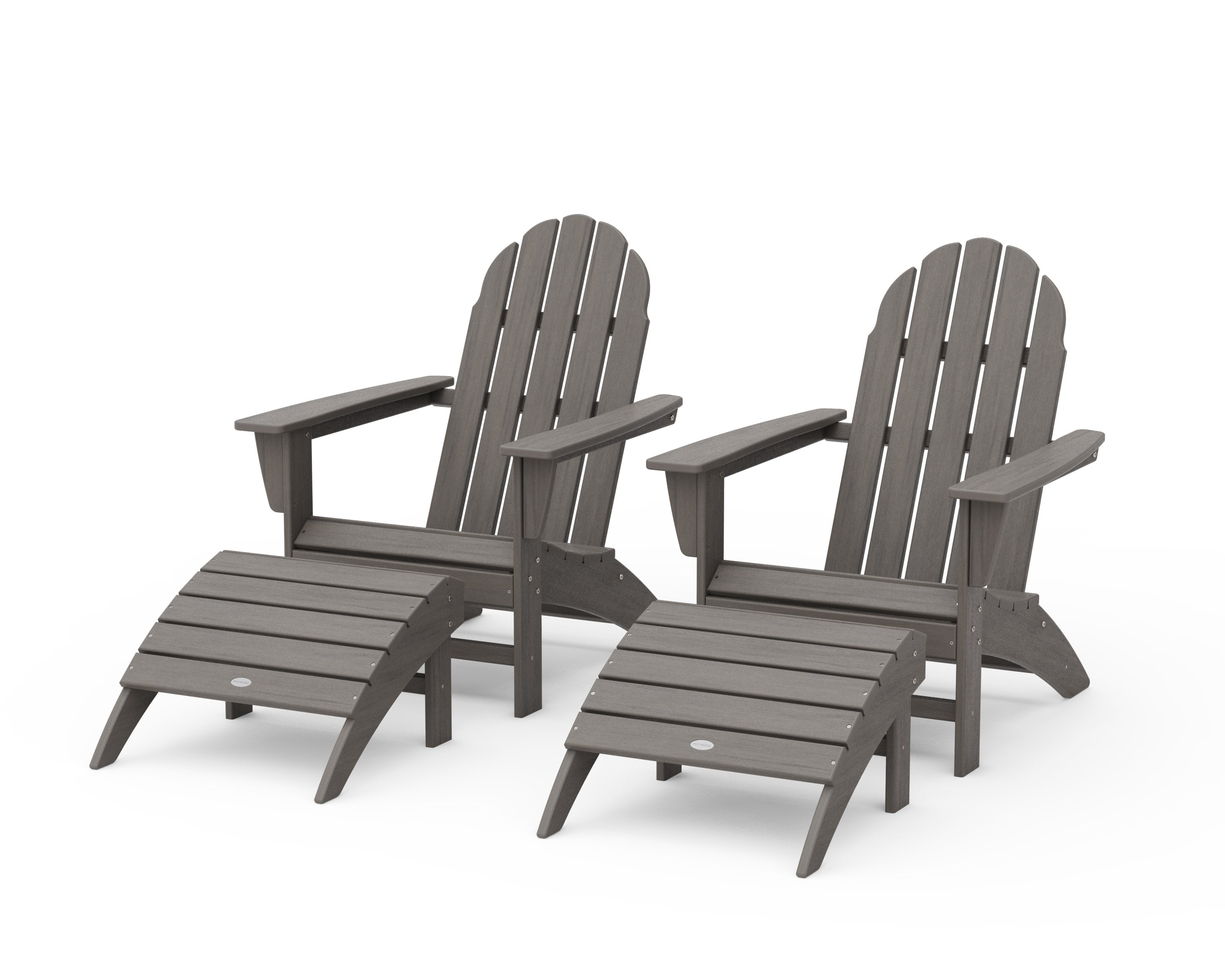 Vineyard Adirondack Chair 4-Piece Set with Ottomans in Driftwood