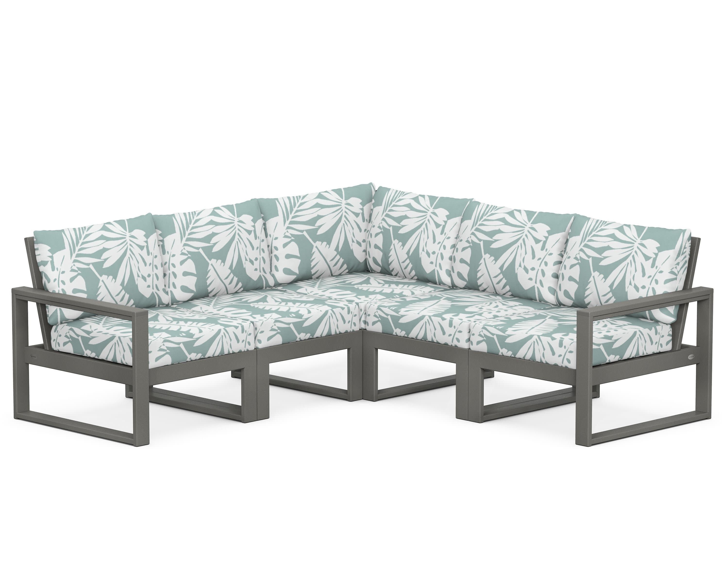 EDGE 5-Piece Modular Deep Seating Set in Slate Grey / Leaf Glacier Spa