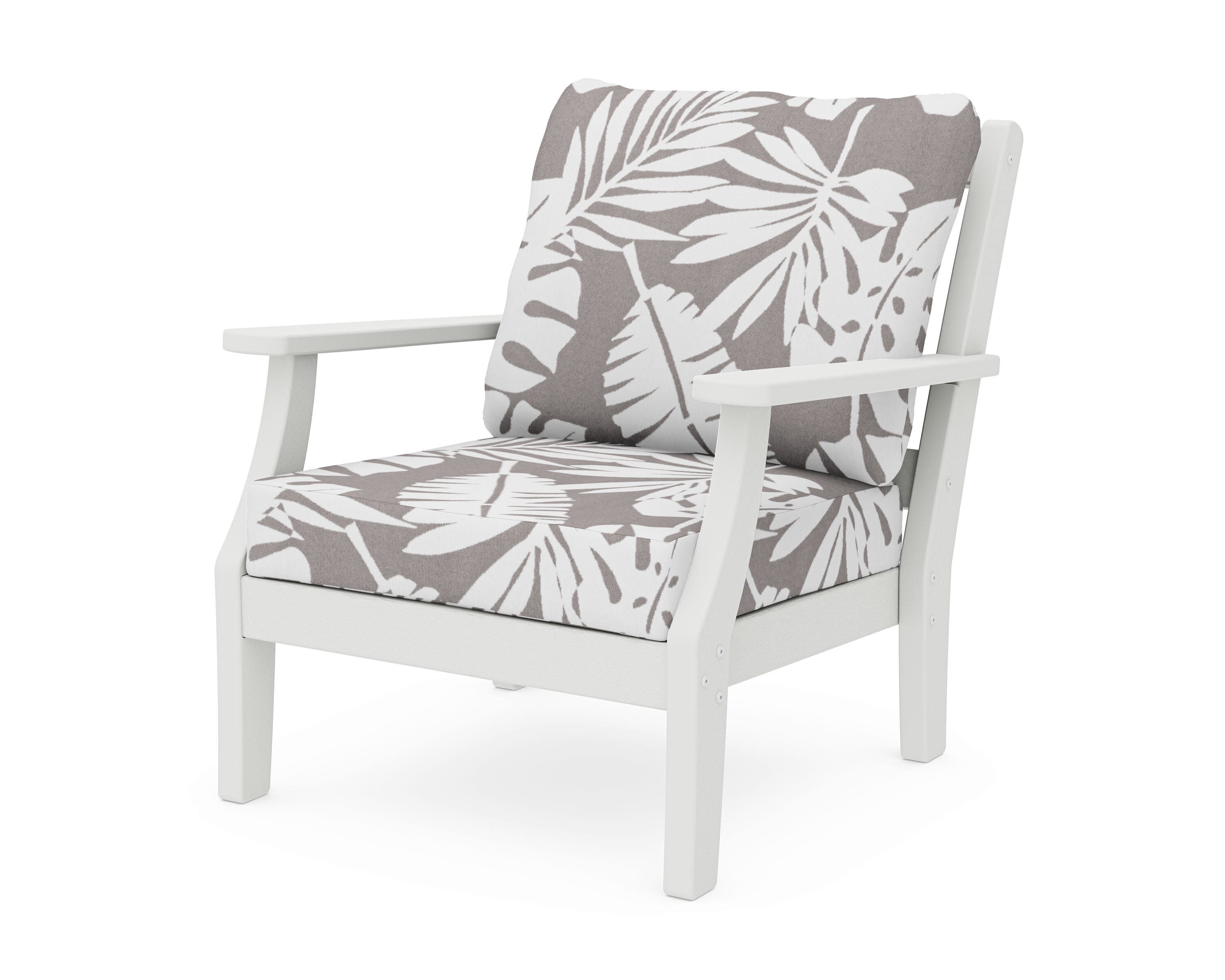 Chinoiserie Deep Seating Chair in Vintage White / Leaf Grey Mist