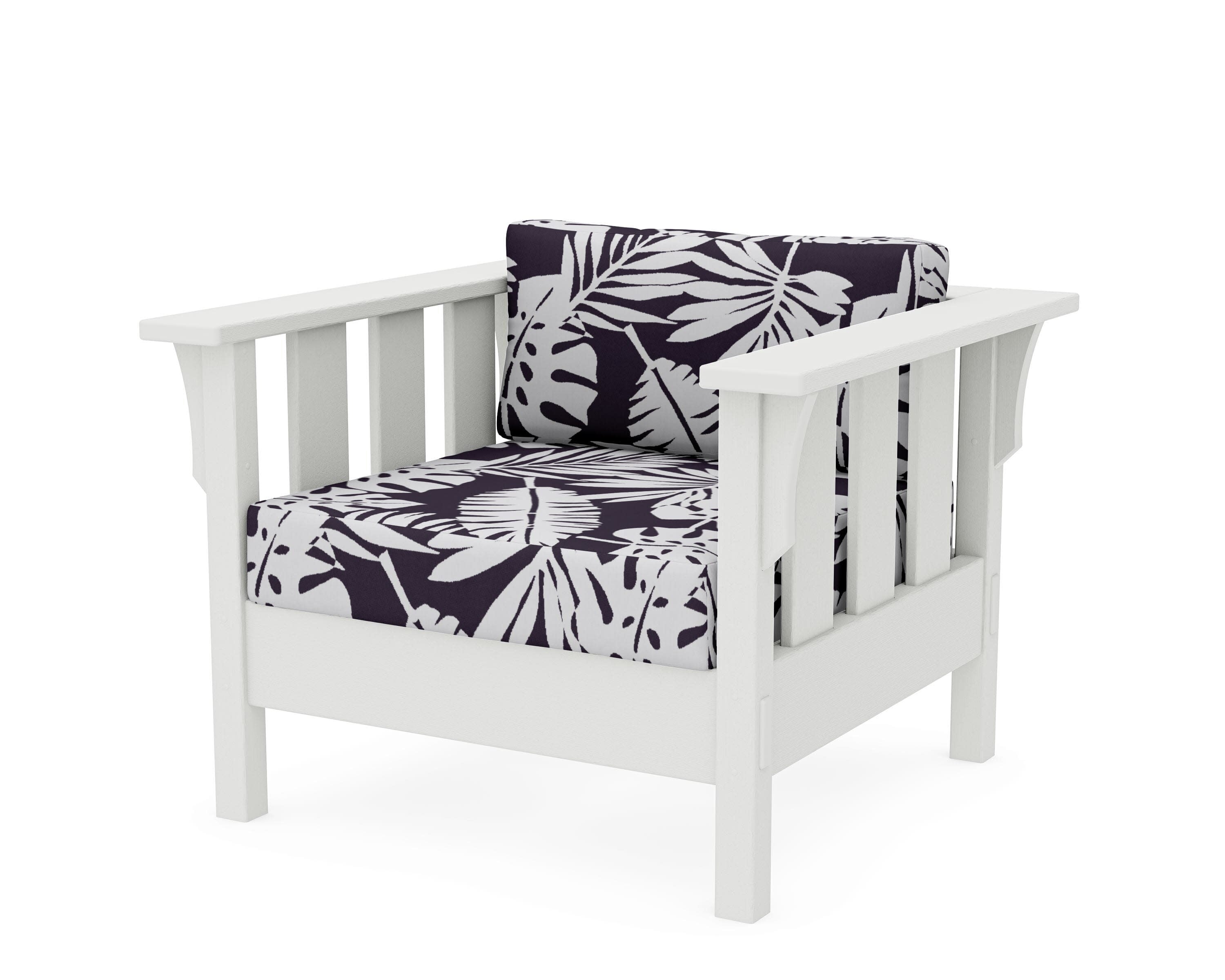 Acadia Deep Seating Chair in Vintage White / Leaf Navy