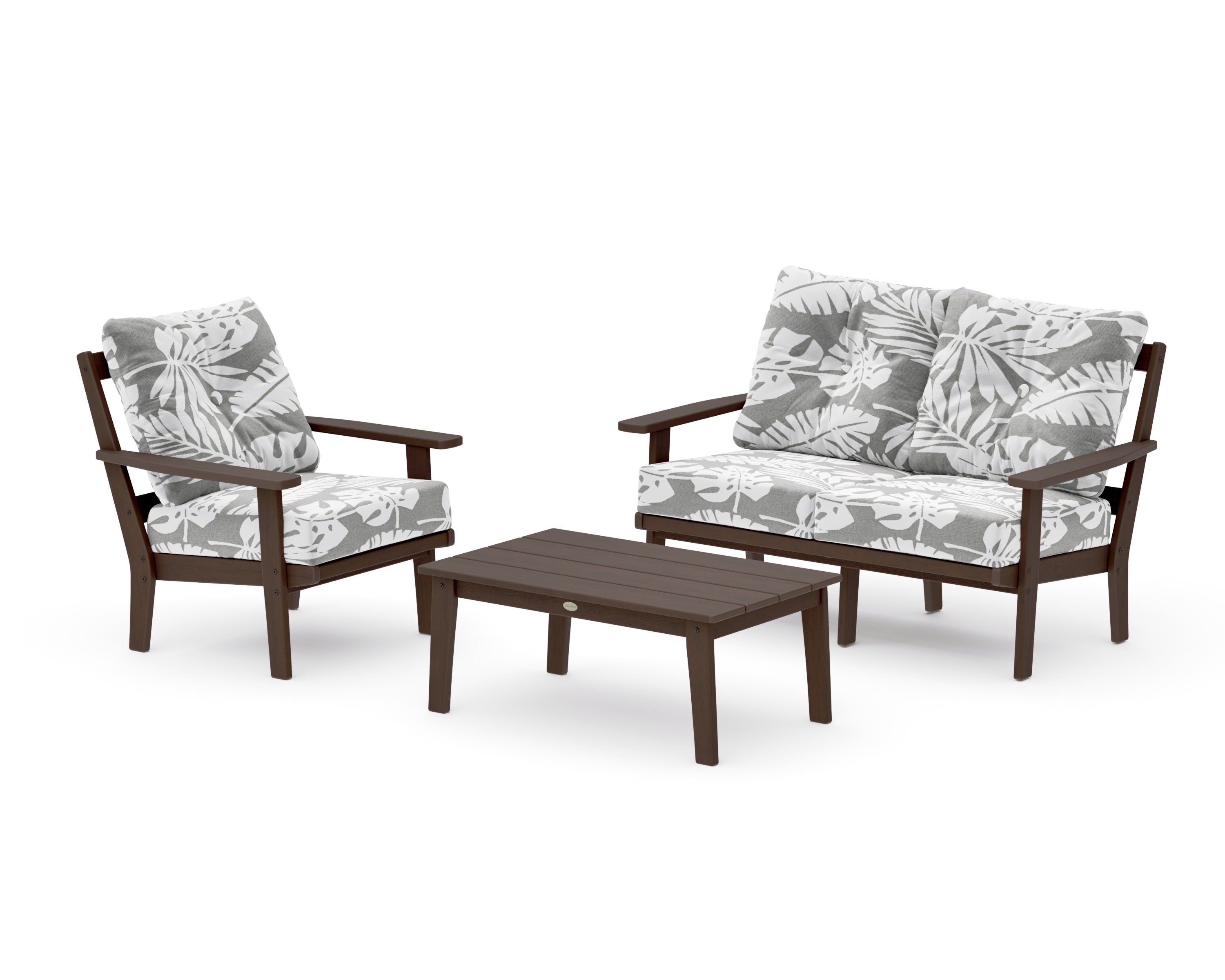 Prairie 3-Piece Deep Seating Set with Loveseat in Kona / Leaf Grey Mist