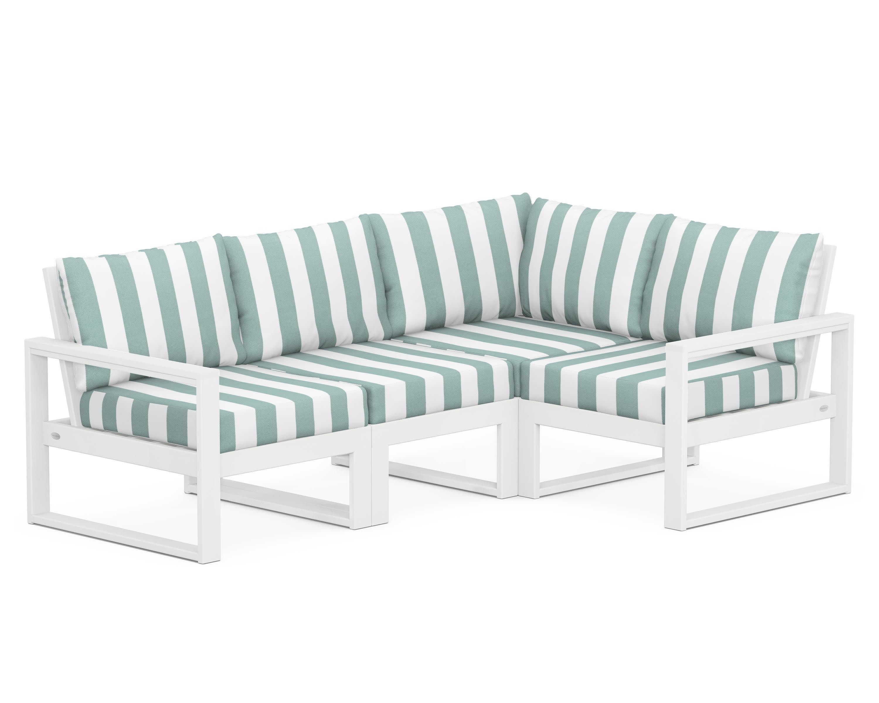 EDGE 4-Piece Modular Deep Seating Set in White / Cabana Stripe Glacier Spa