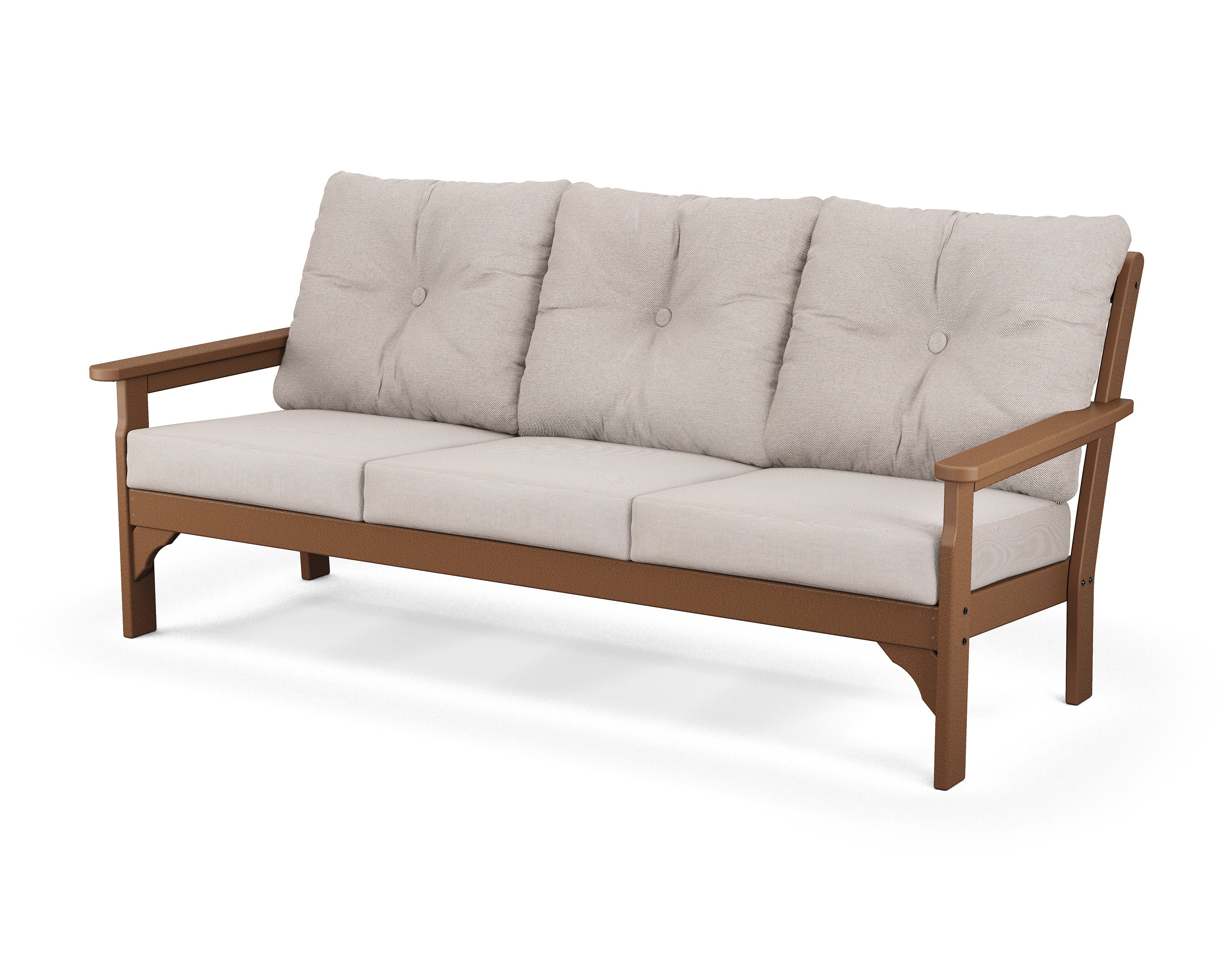 Vineyard Deep Seating Sofa in Teak / Dune Burlap
