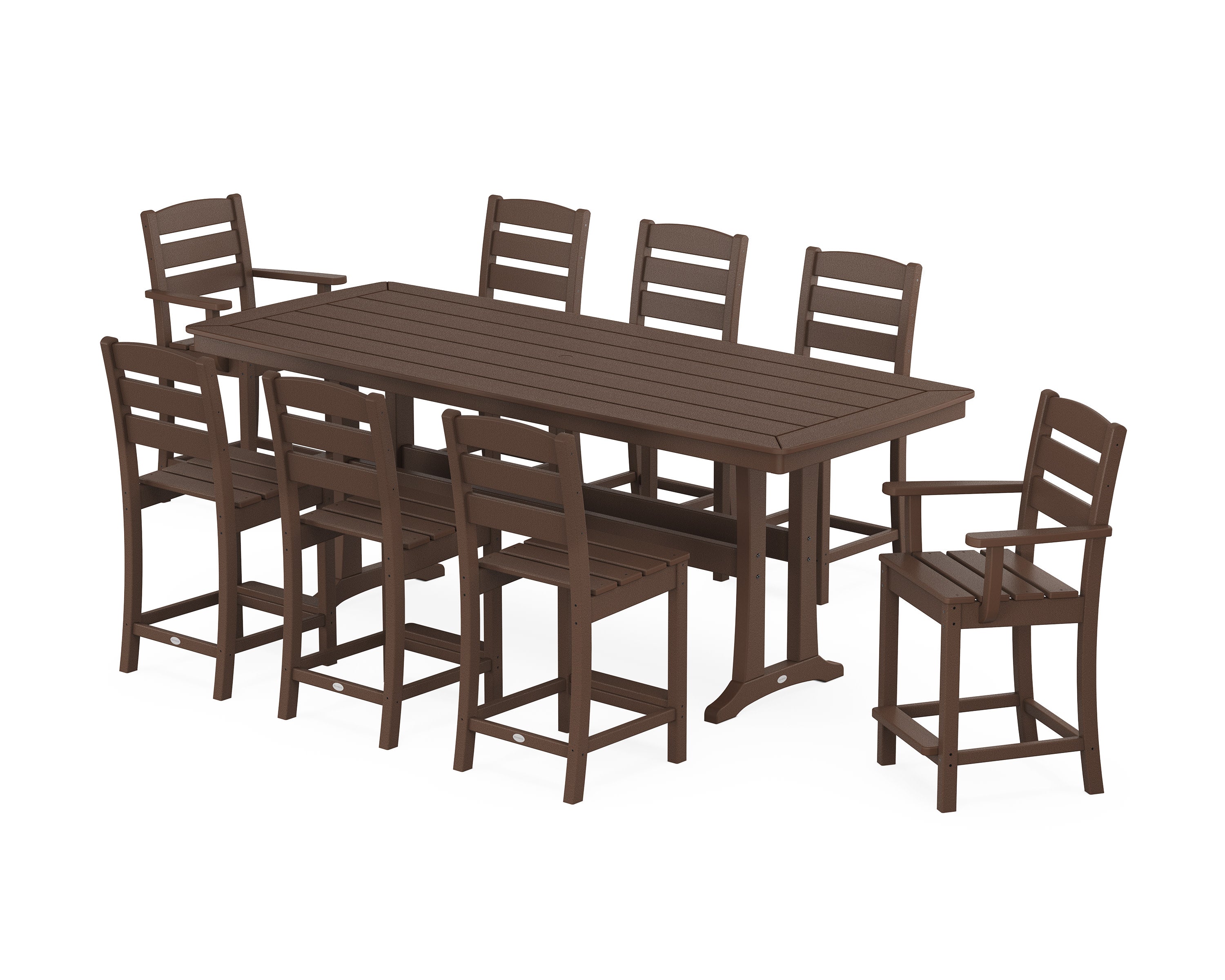 Lakeside 9-Piece Counter Set with Trestle Legs in Mahogany