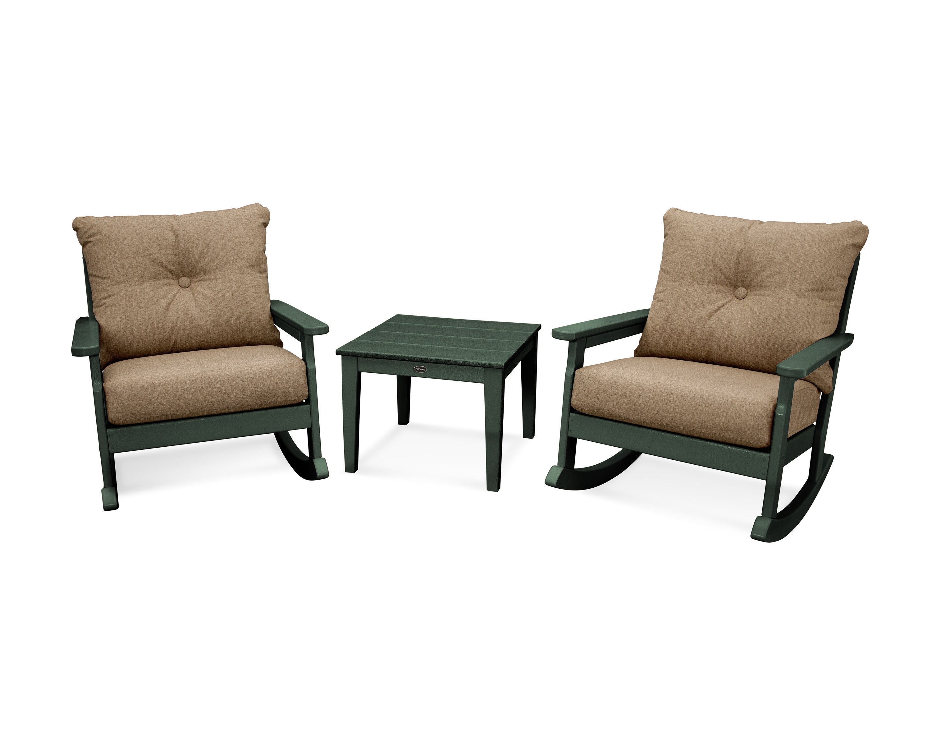 Vineyard 3-Piece Deep Seating Rocker Set in Green / Sesame