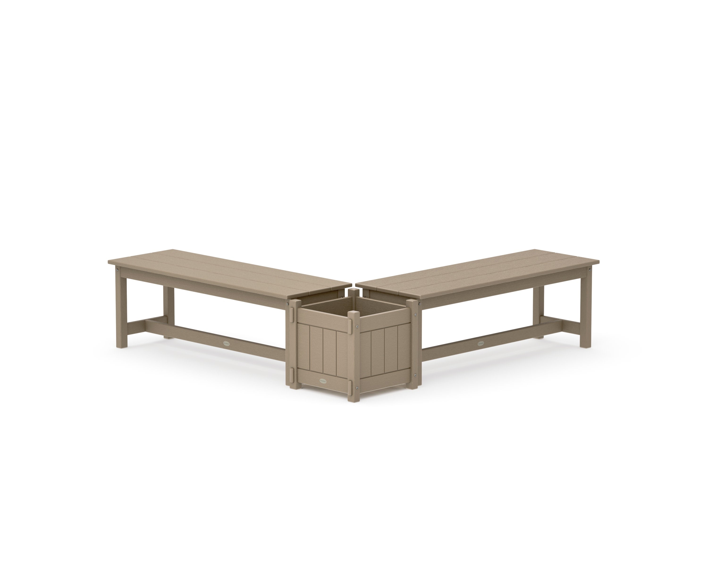 48" Vineyard L- Shaped Planter Bench Set in Vintage Sahara