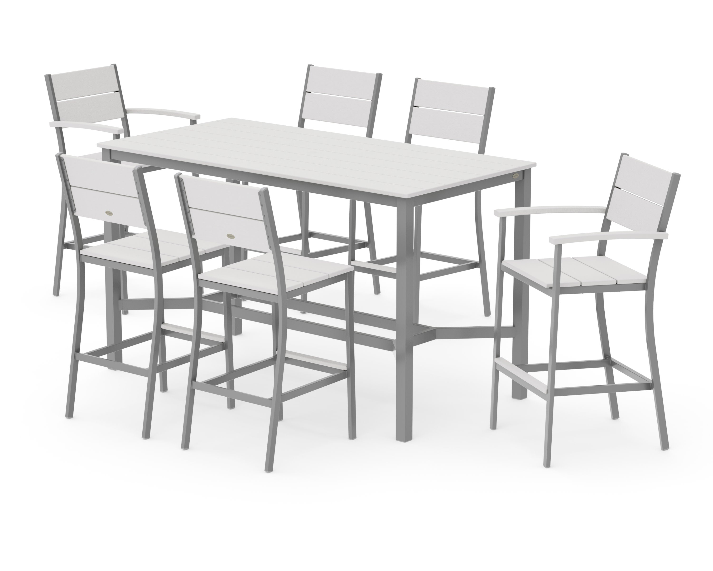 Main Street 7-Piece Bar Set in Silver / Vintage White