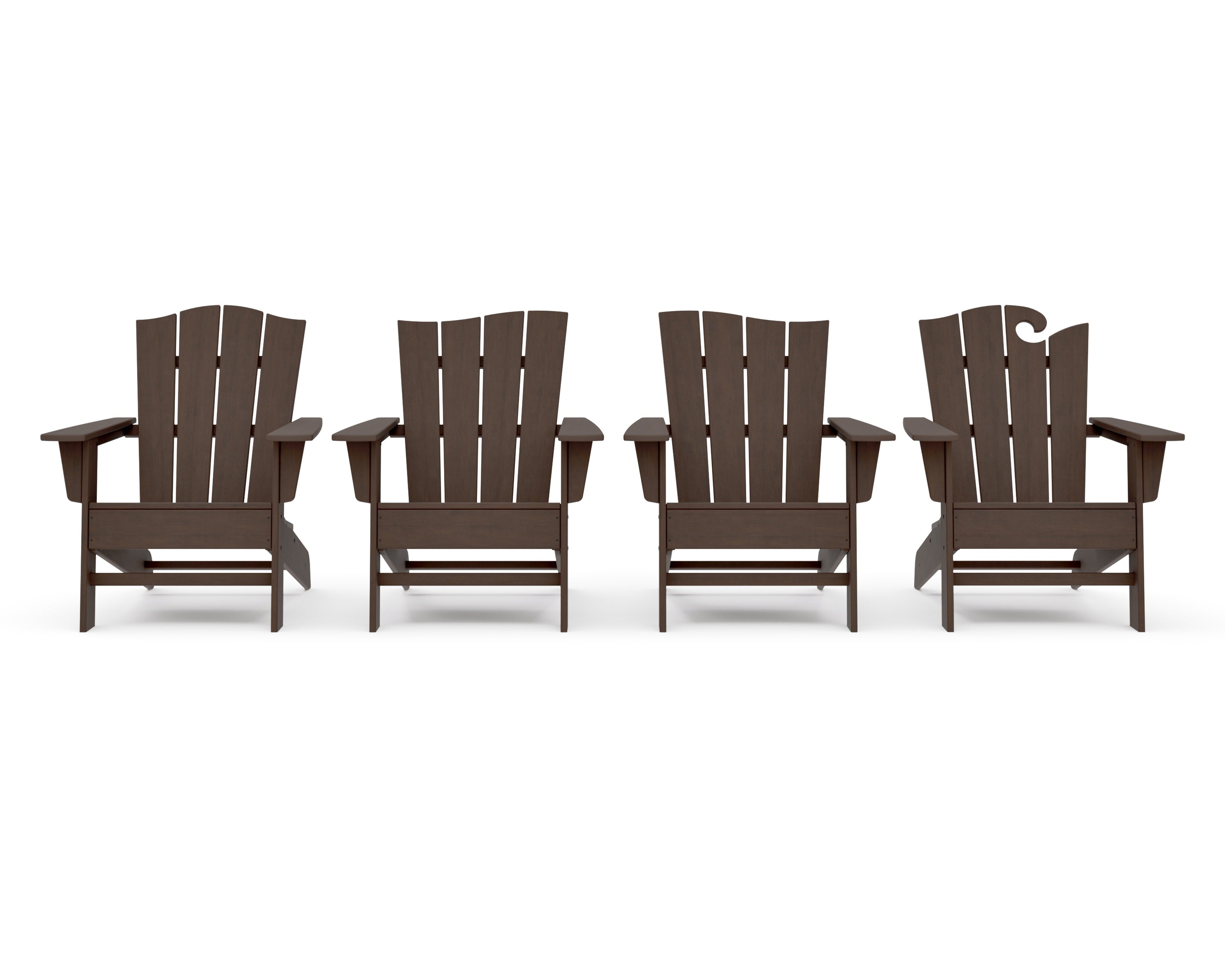 Wave Collection 4-Piece Adirondack Chair Set in Kona