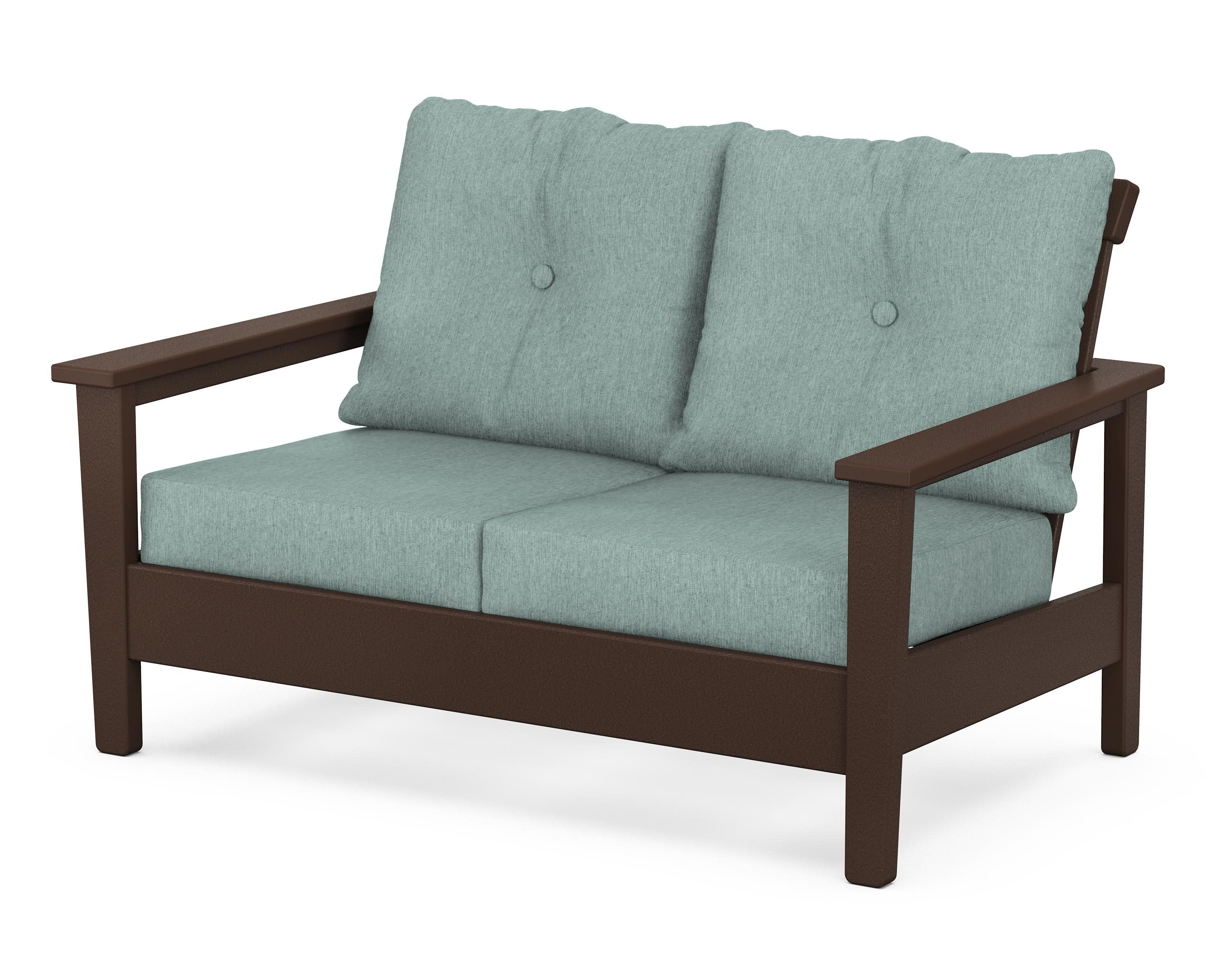 Prescott Deep Seating Loveseat in Mahogany / Glacier Spa