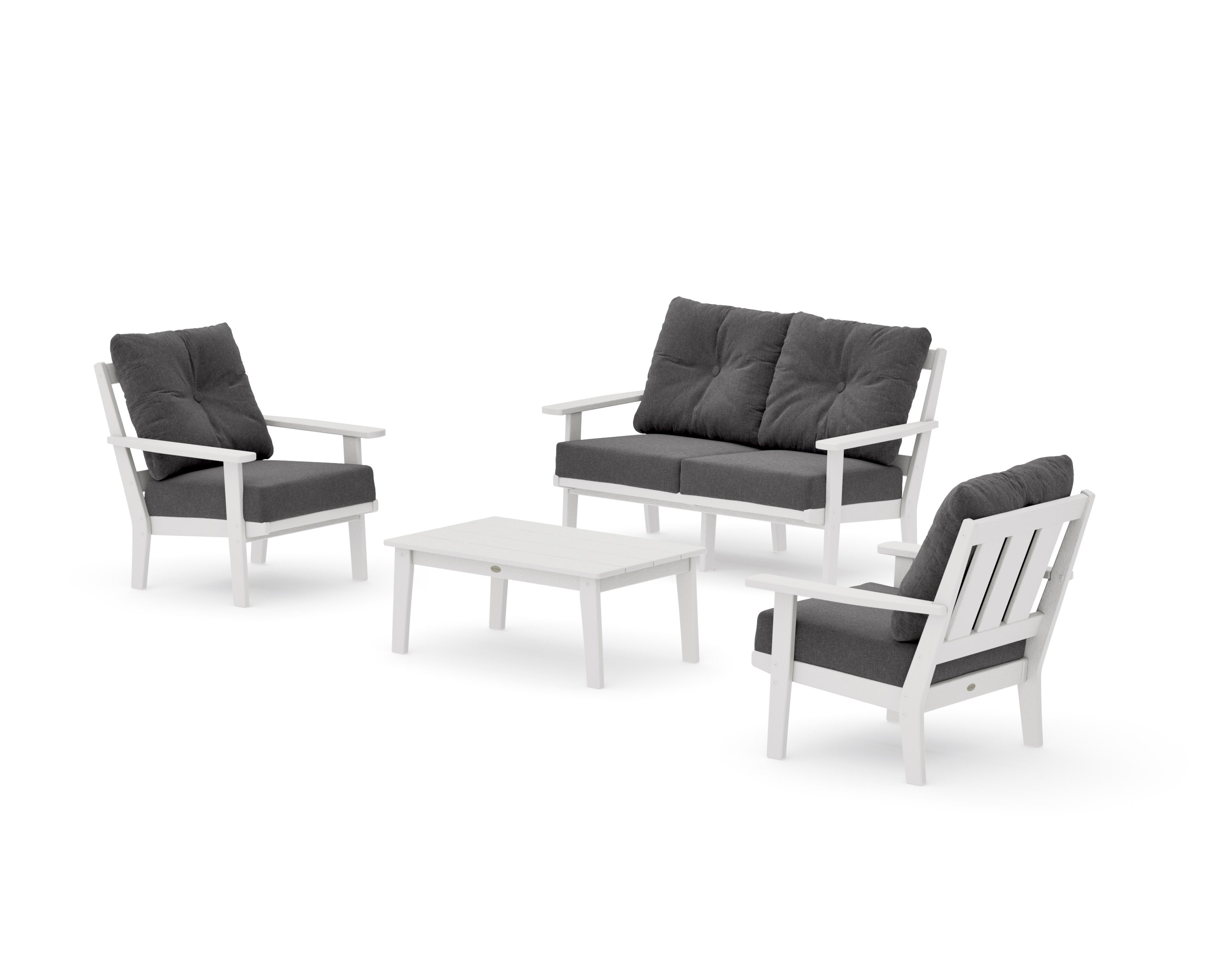 Oxford 4-Piece Deep Seating Set with Loveseat in Vintage White / Ash Charcoal