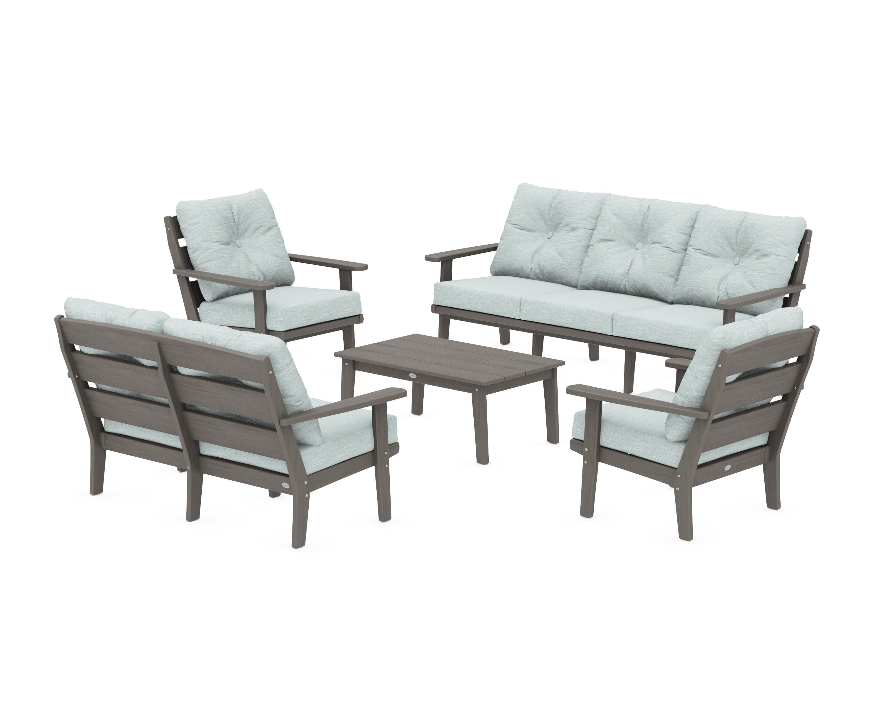 Lakeside 5-Piece Lounge Sofa Set in Driftwood / Soothe Mist