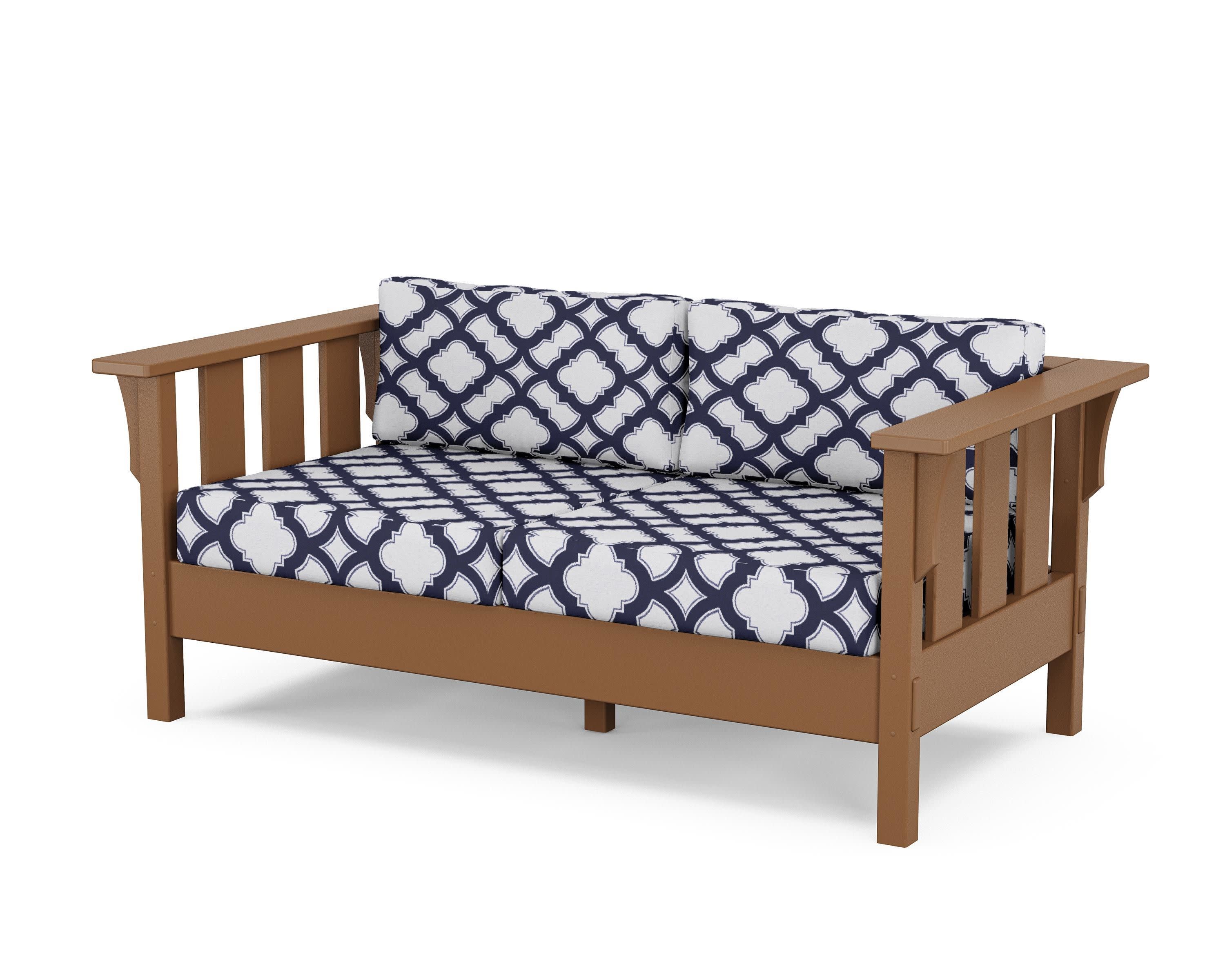 Acadia Deep Seating Loveseat in Teak / Trellis Navy