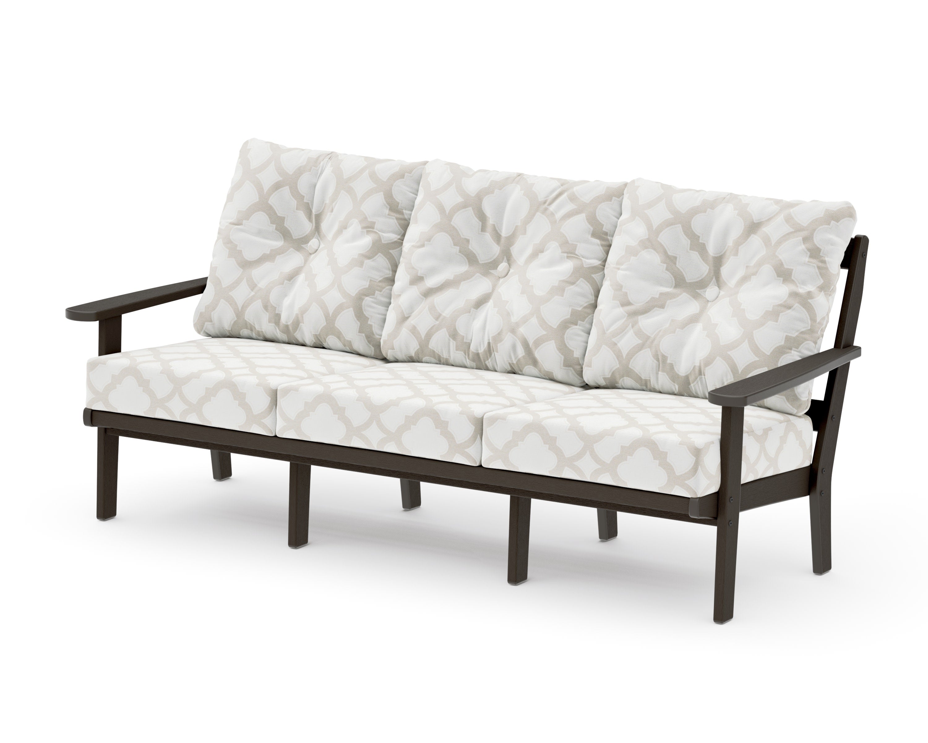 Mission Deep Seating Sofa in Vintage Coffee / Trellis Dune Burlap