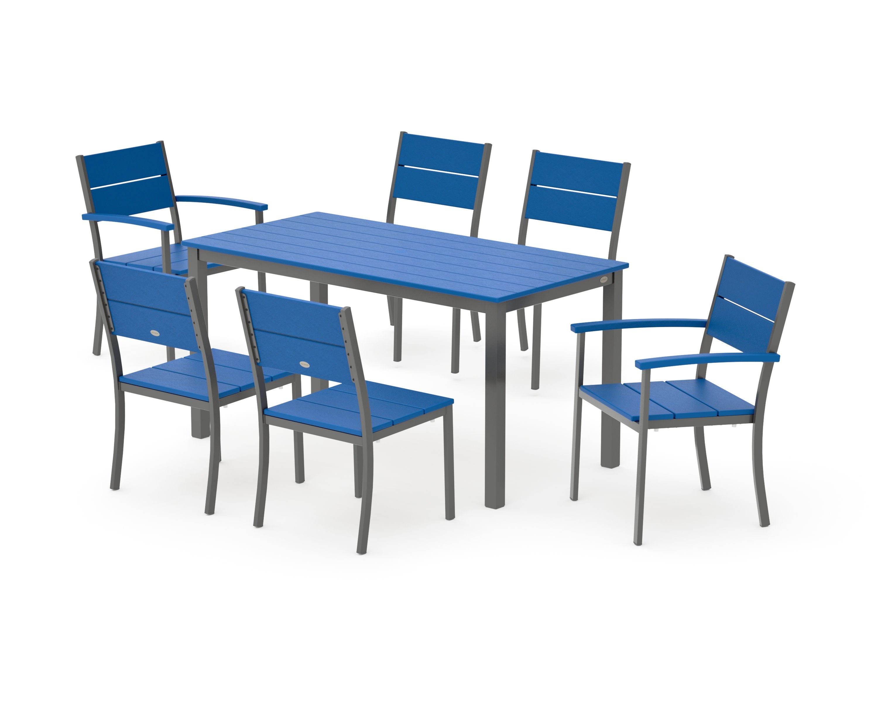 Main Street 7-Piece Dining Set in Charcoal / Pacific Blue