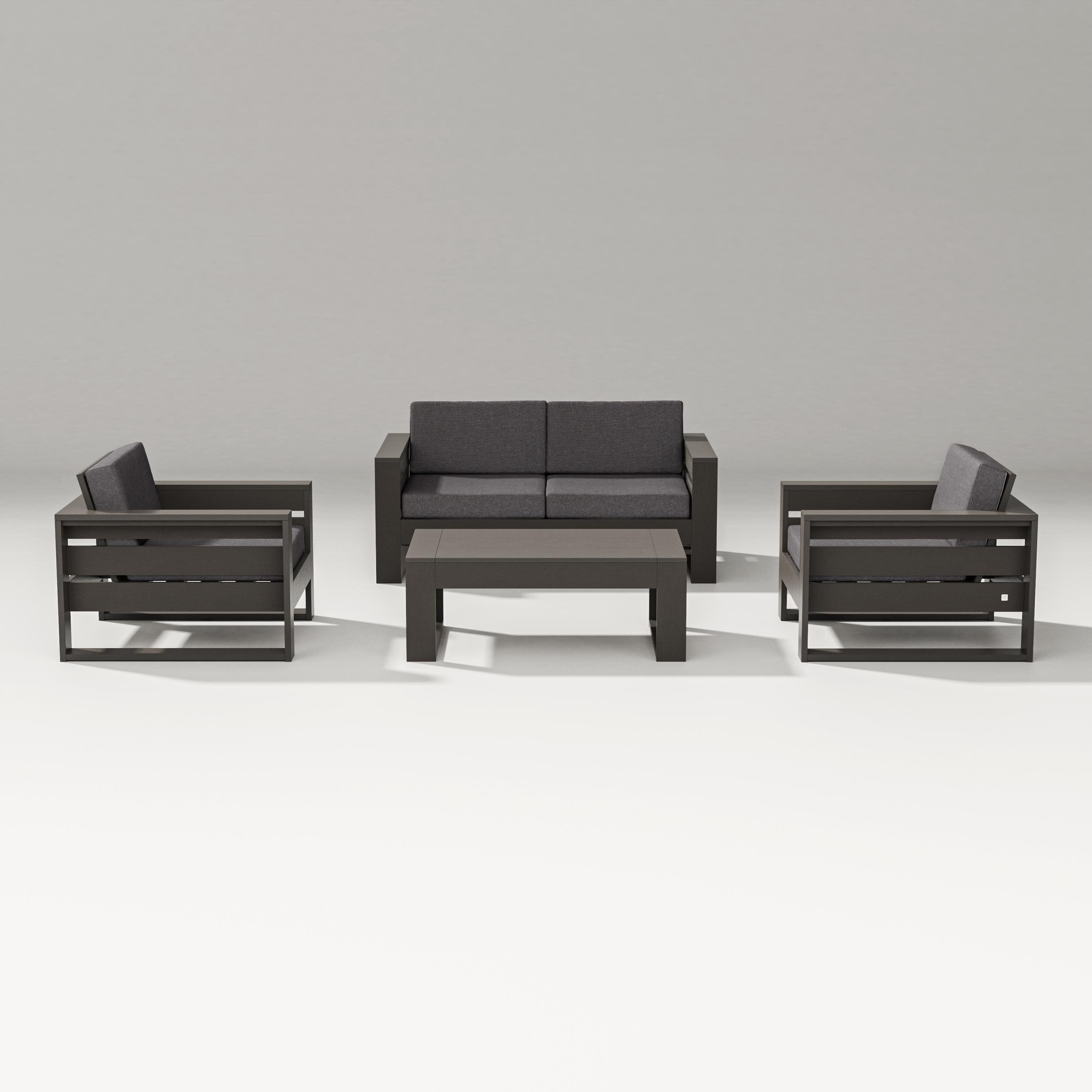 Latitude 4-Piece Lounge Loveseat Set in Vintage Coffee / Ash Charcoal