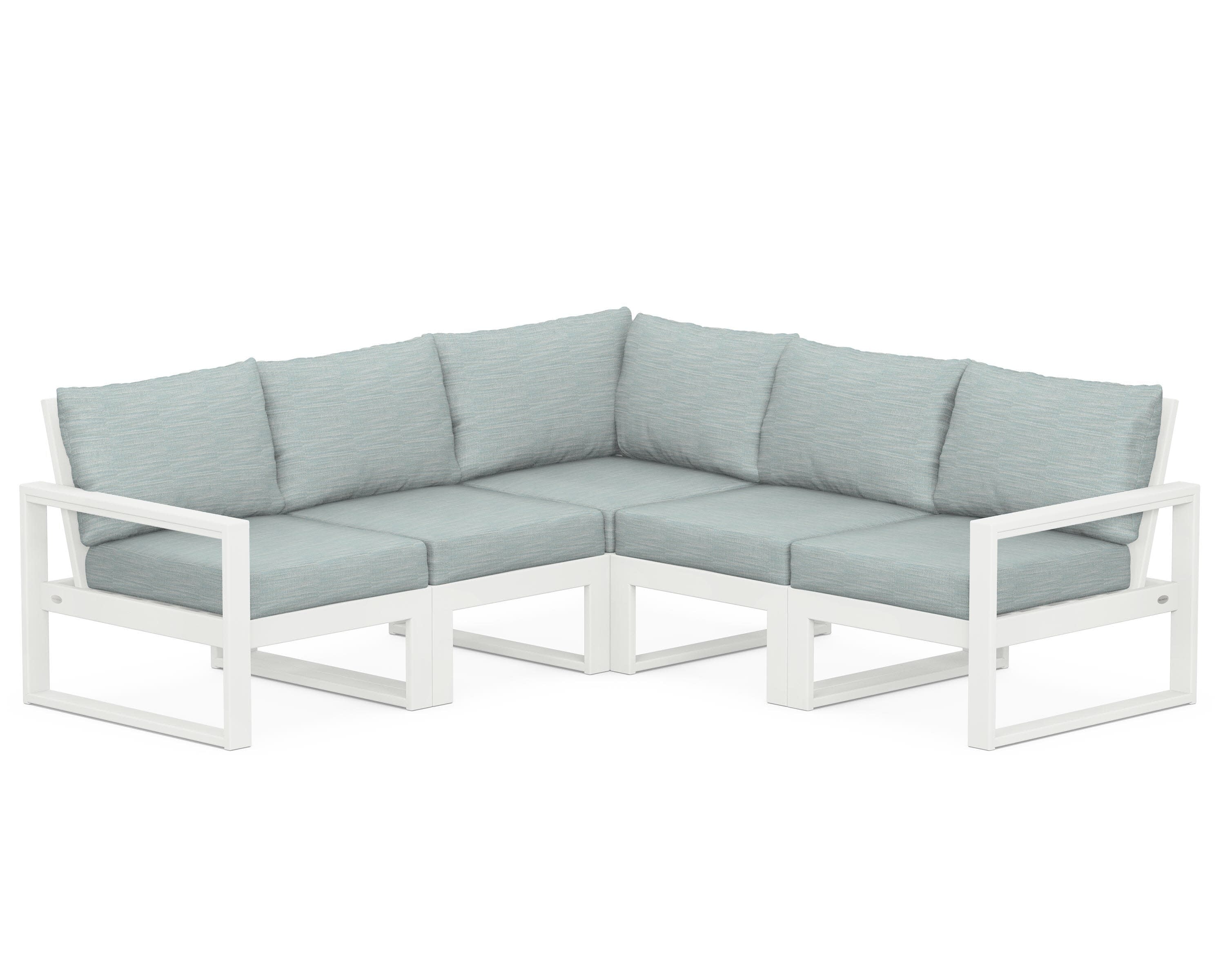 EDGE 5-Piece Modular Deep Seating Set in Vintage White / Soothe Mist