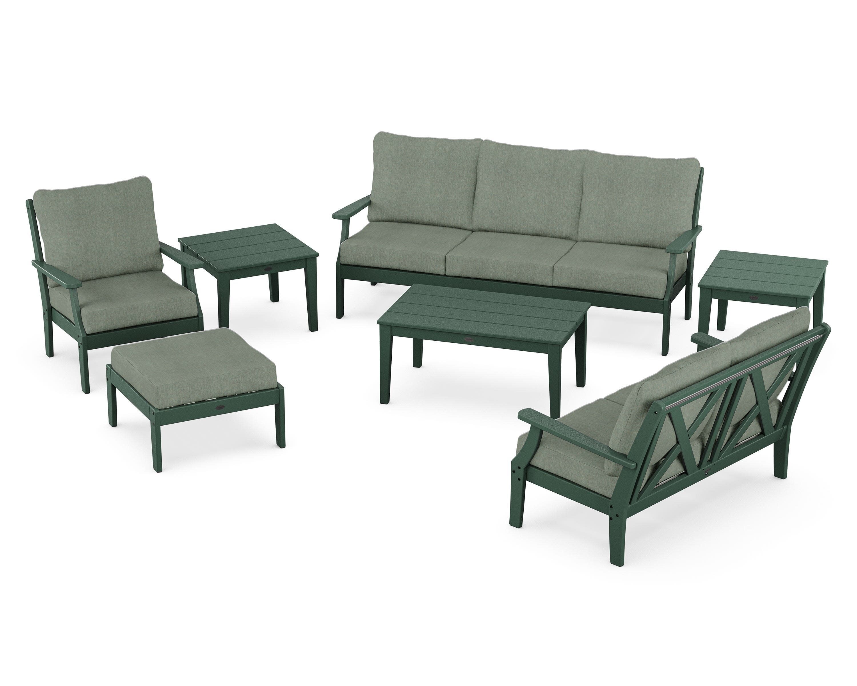 Braxton 7-Piece Deep Seating Set in Green / Cast Sage