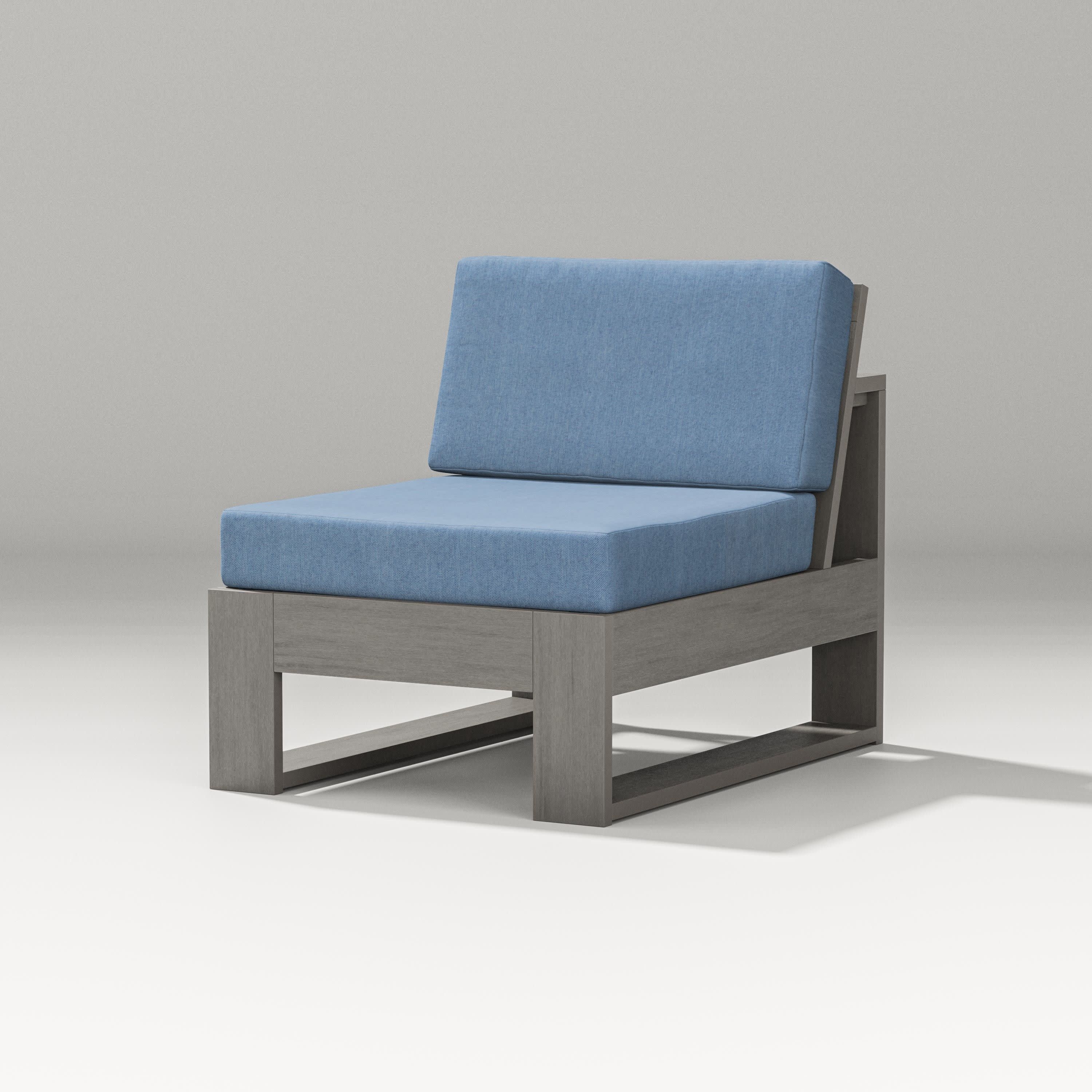 Latitude Modular Armless Chair in Driftwood / Sky Blue