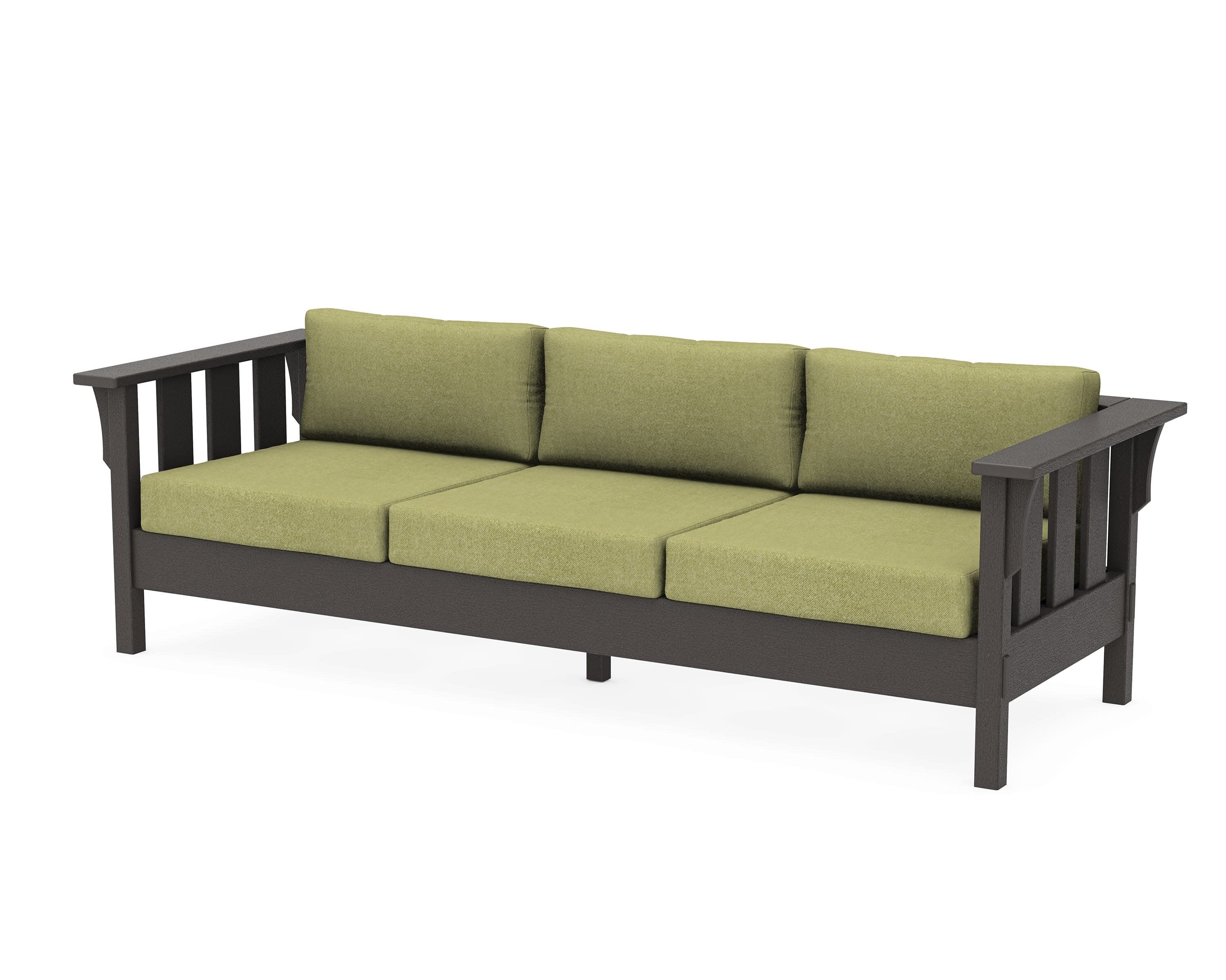 Acadia Deep Seating Sofa in Vintage Coffee / Chartreuse Boucle