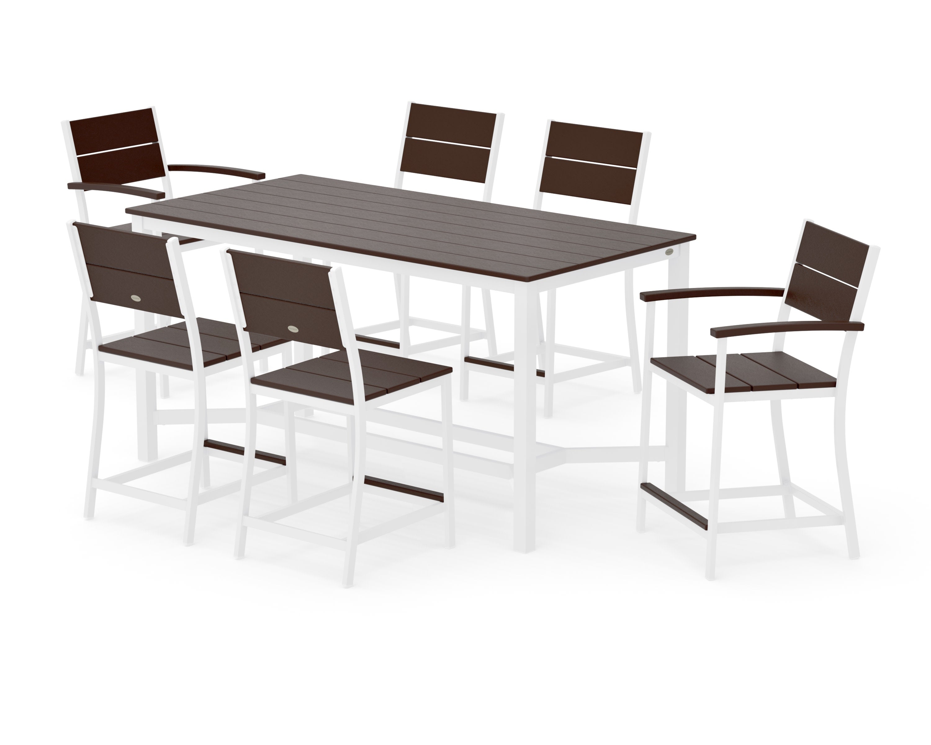 Main Street 7-Piece Counter Set in White / Mahogany