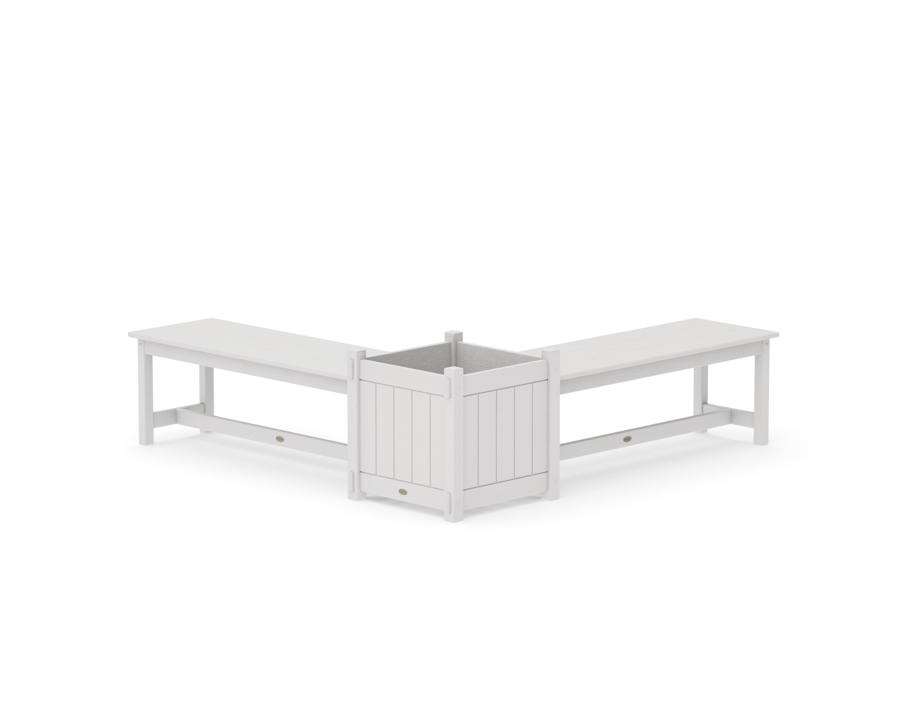 48" Vineyard L- Shaped Planter Bench Set- Large in Vintage White