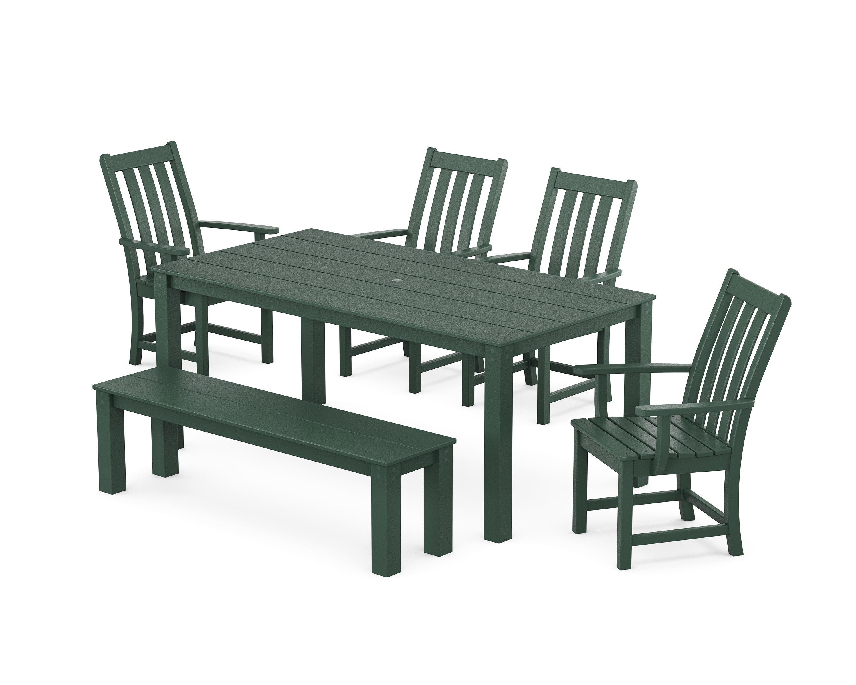 Vineyard 6-Piece Parsons Dining Set with Bench in Green